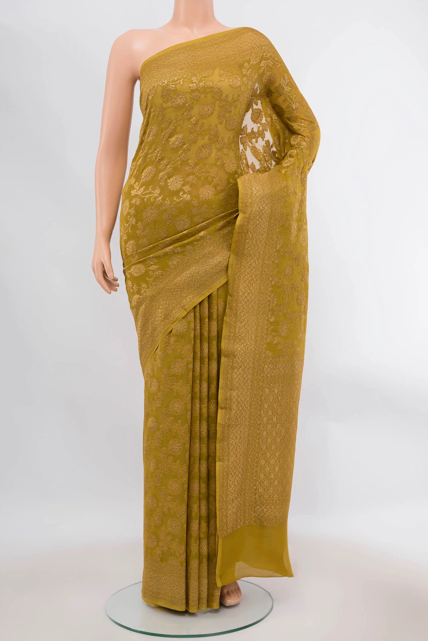 Mehandi Green Banarasi Georgette Saree