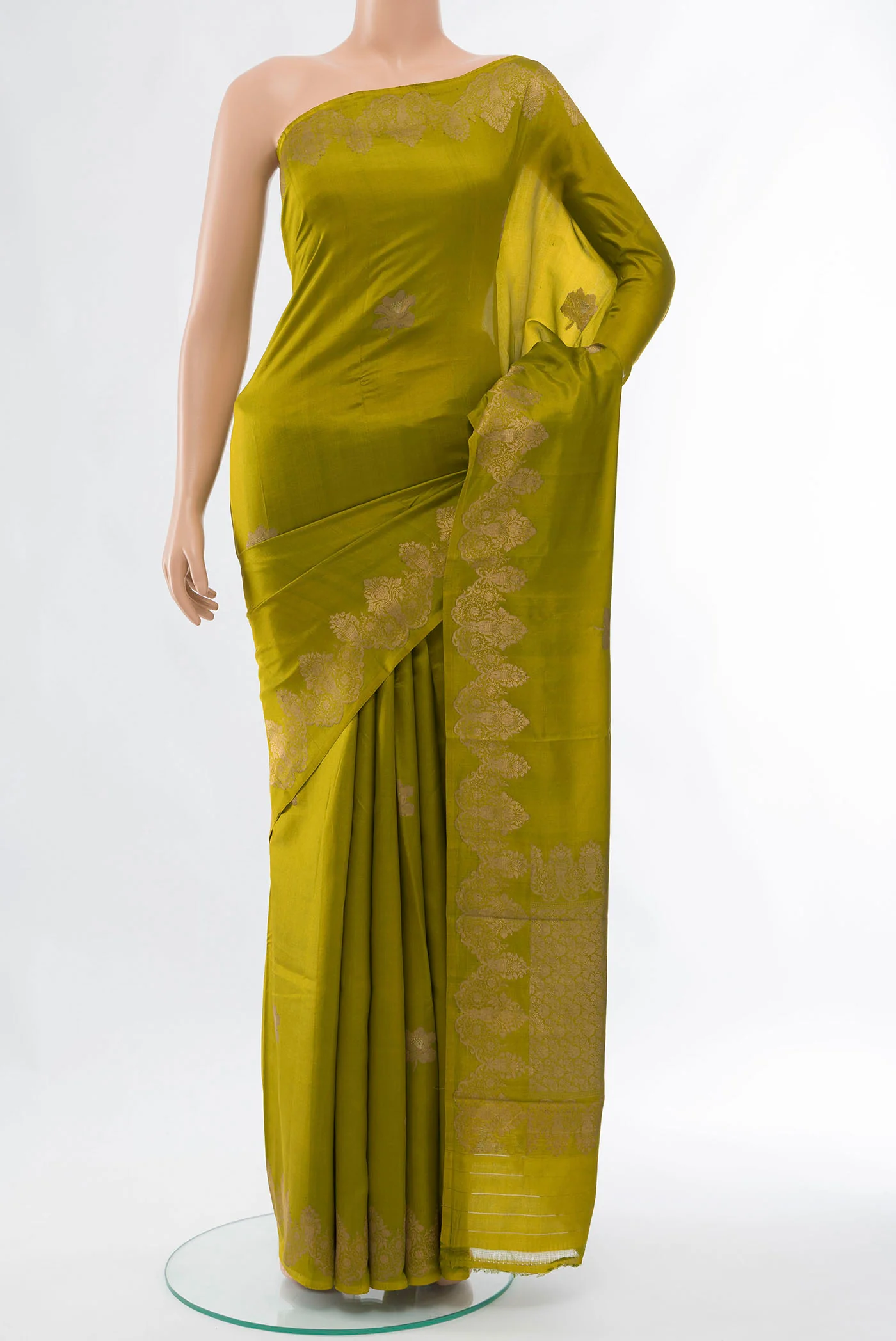 Mehandi Green Banarasi Katan Silk Saree