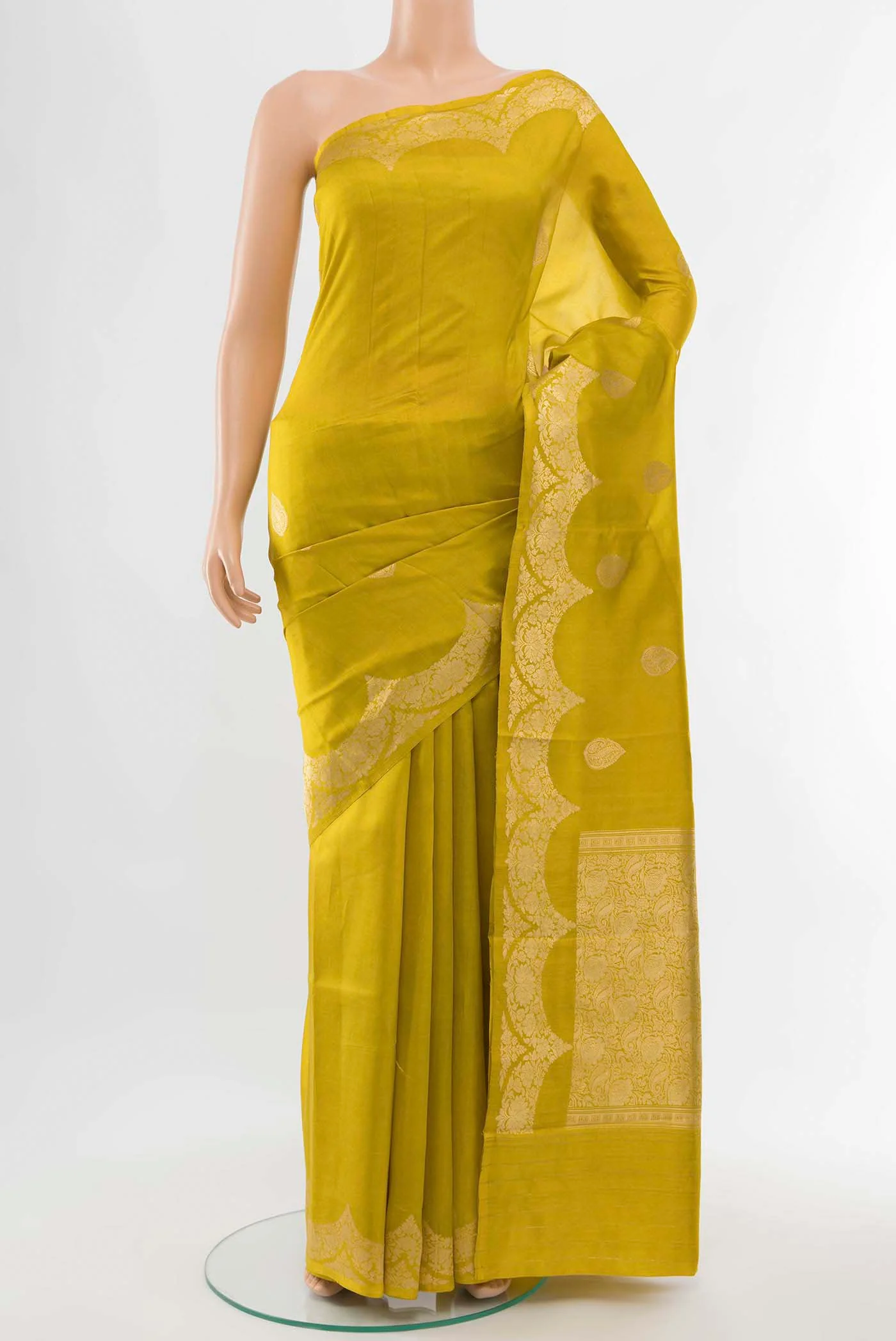 Mehandi Green Banarasi Raw Silk Saree