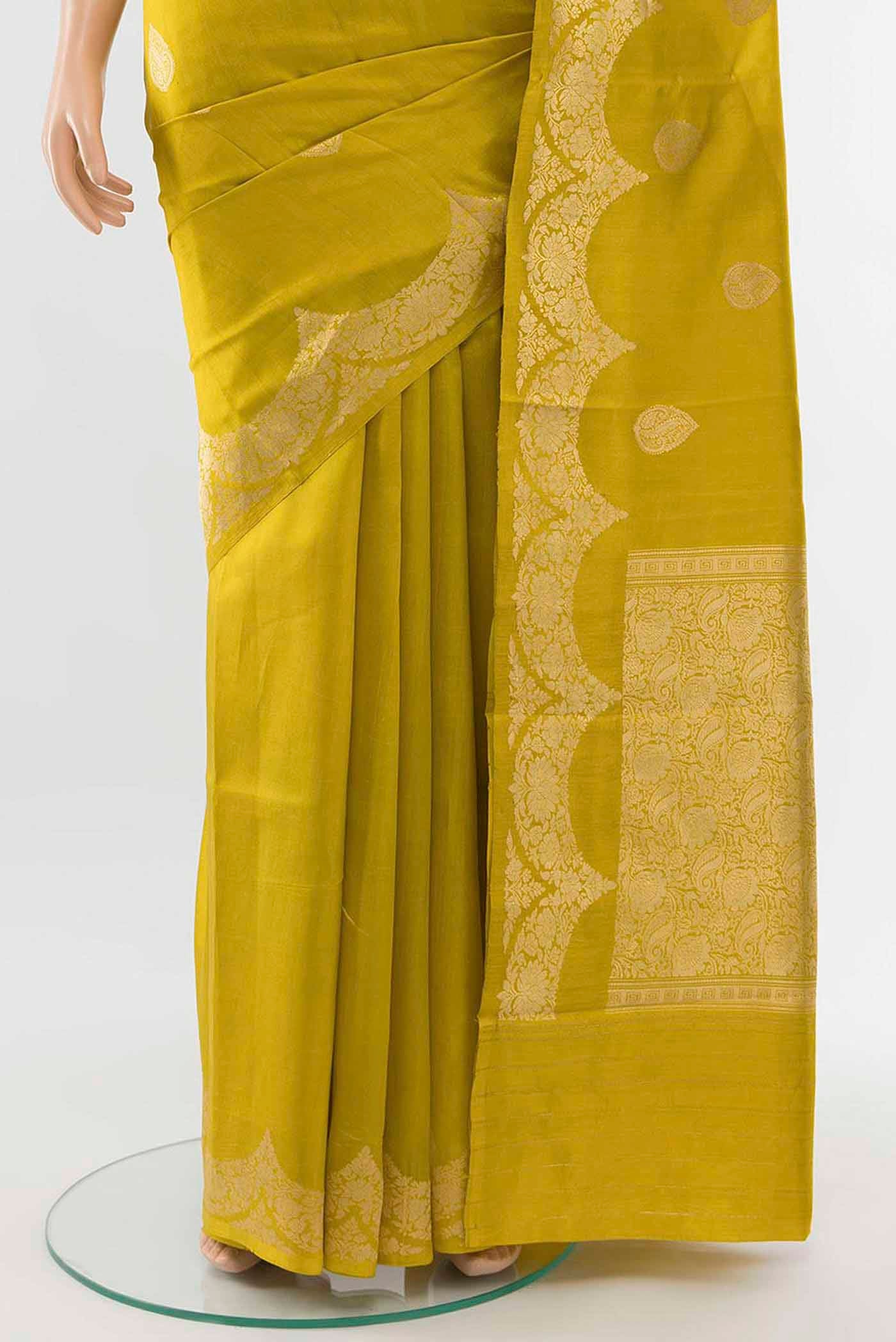 Mehandi Green Banarasi Raw Silk Saree - Image 3