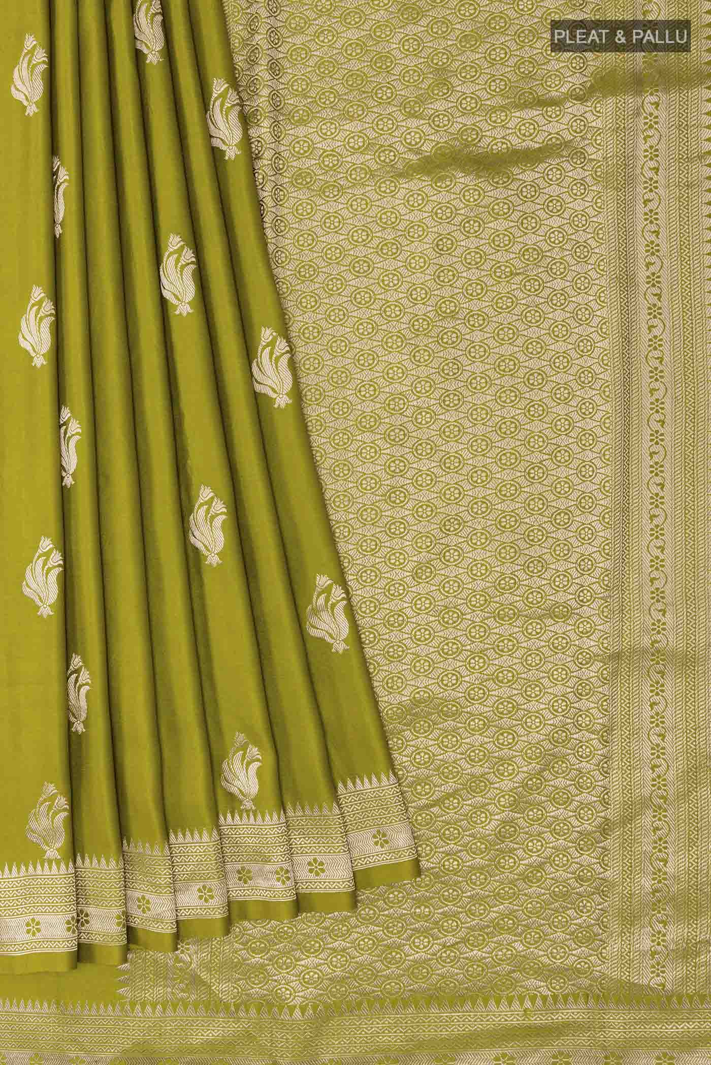 Mehandi Green Banarasi Silk Saree - Image 4