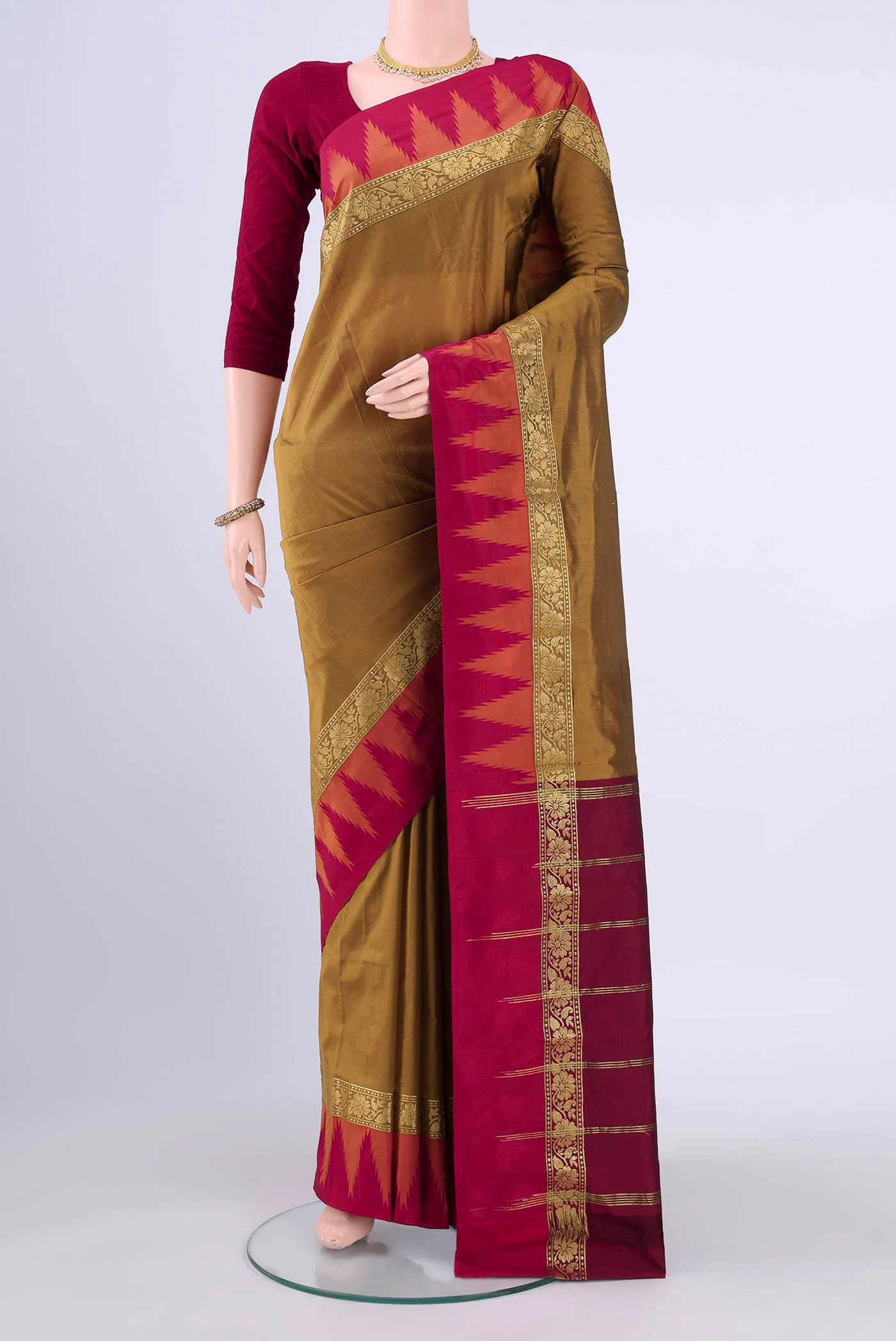 Mehandi Green Blended Bangalore Silk Saree