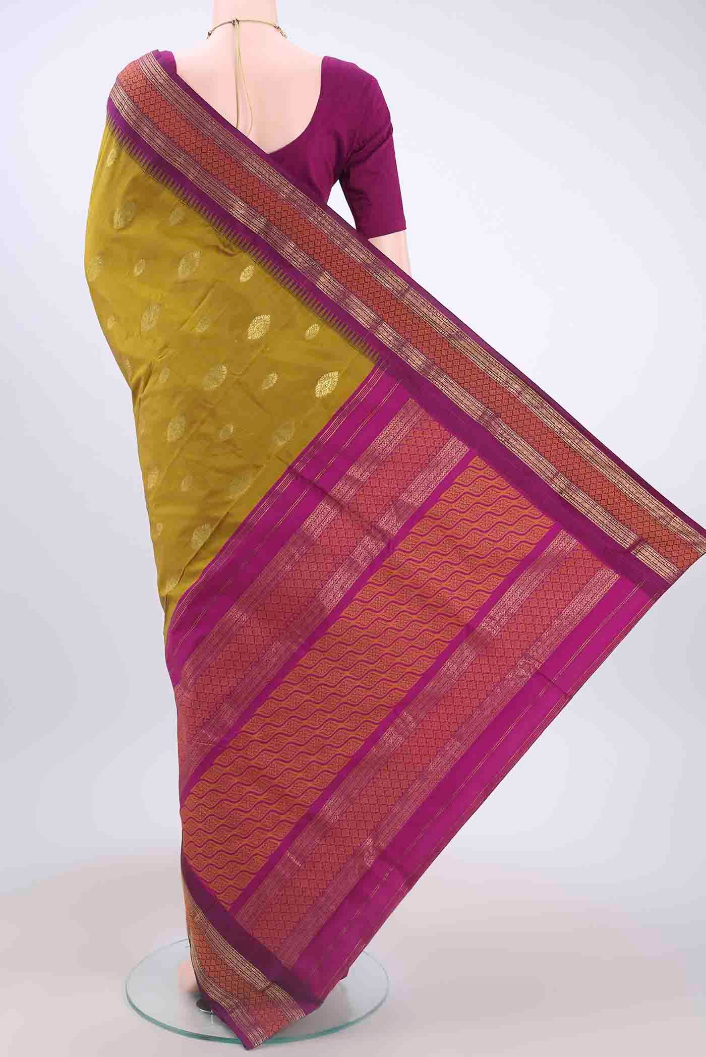 Mehandi Green Blended Bangalore Silk Saree - Image 3