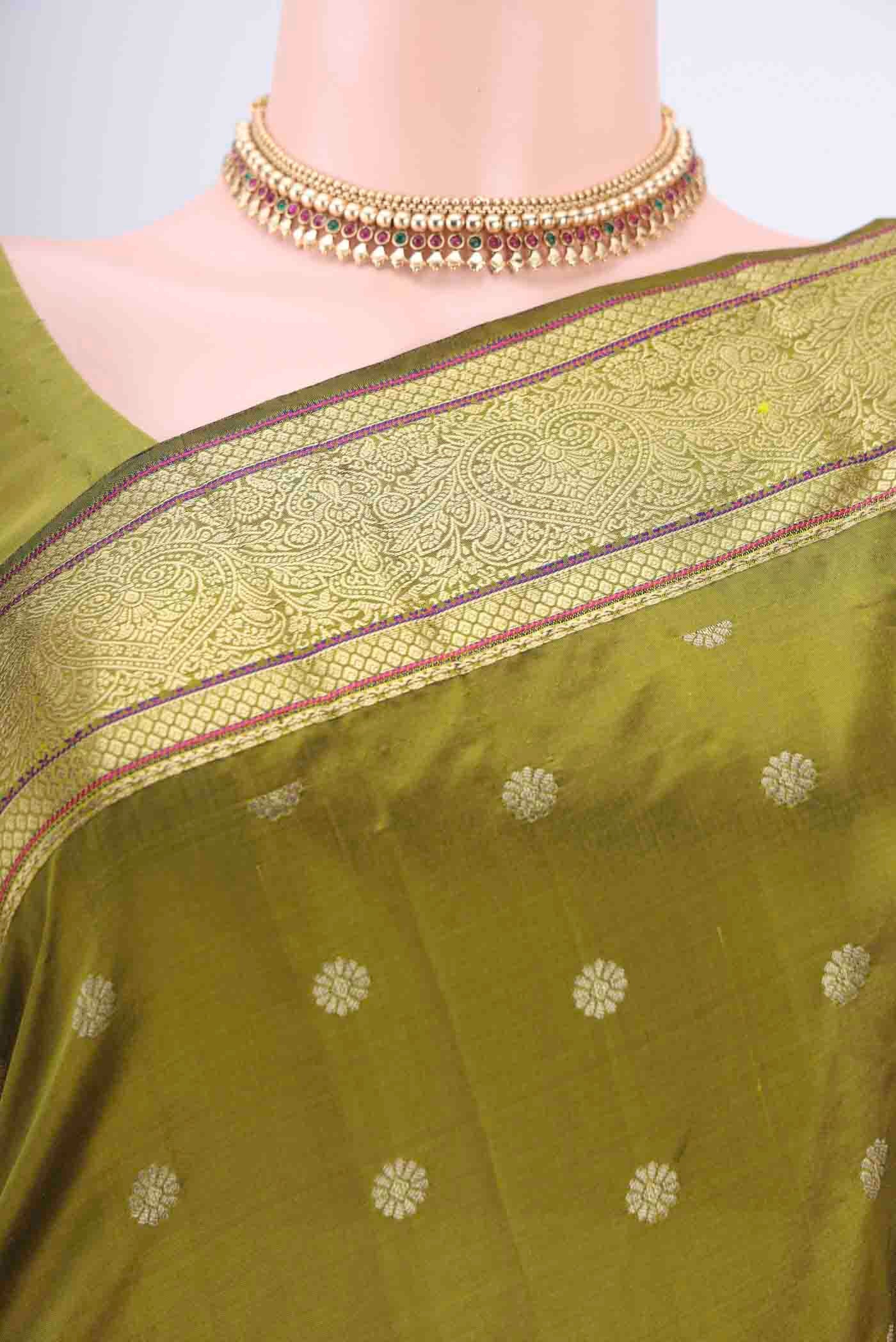 Mehandi Green Blended Bangalore Silk Saree - Image 2