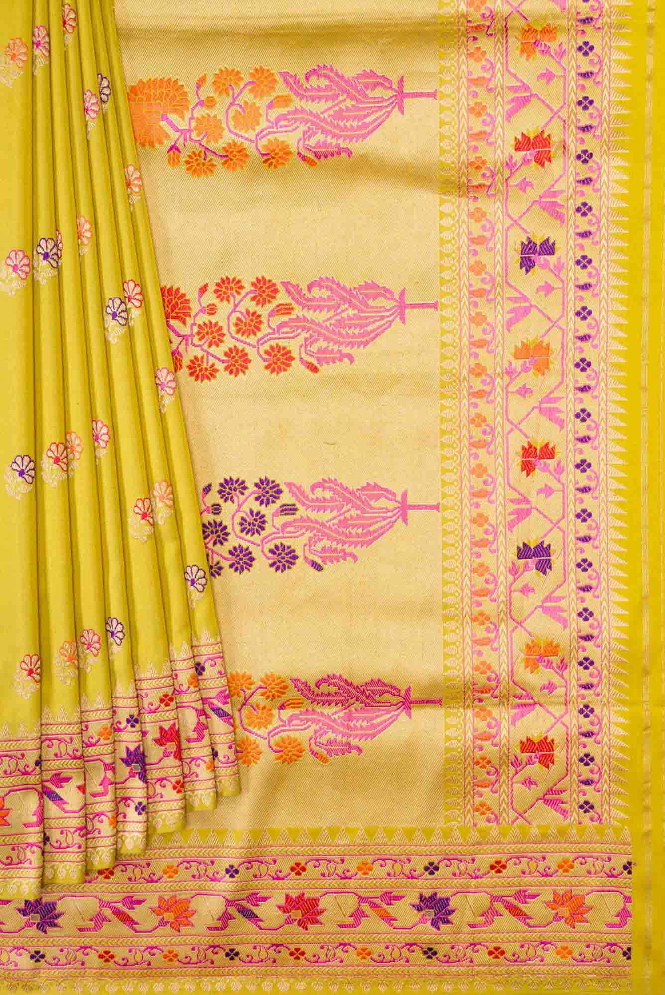 Mehandi Green Dual Tone Banarasi Silk Saree - Image 2
