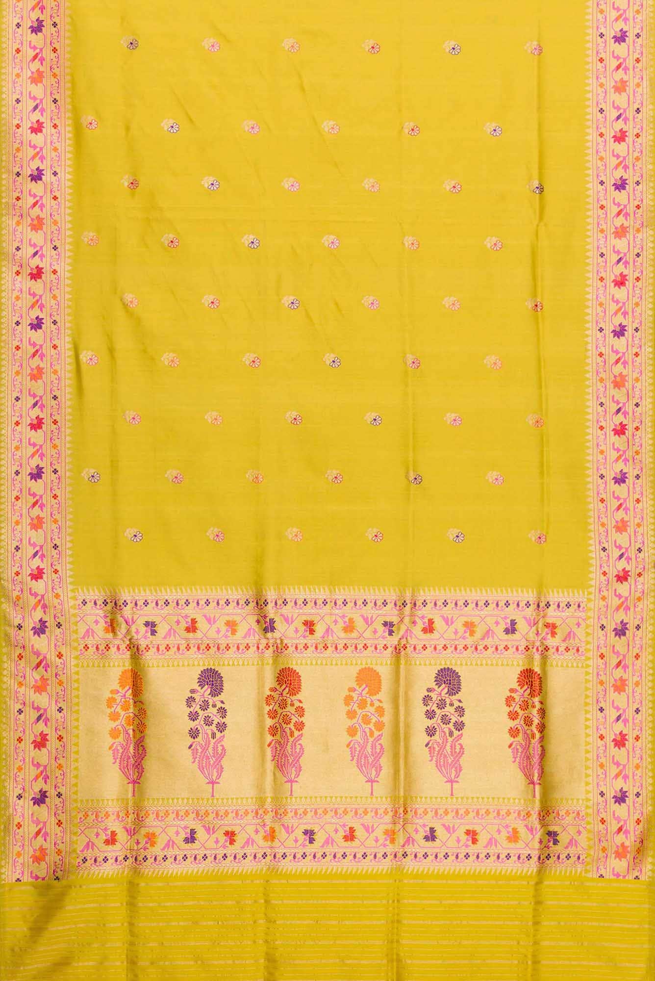 Mehandi Green Dual Tone Banarasi Silk Saree - Image 4