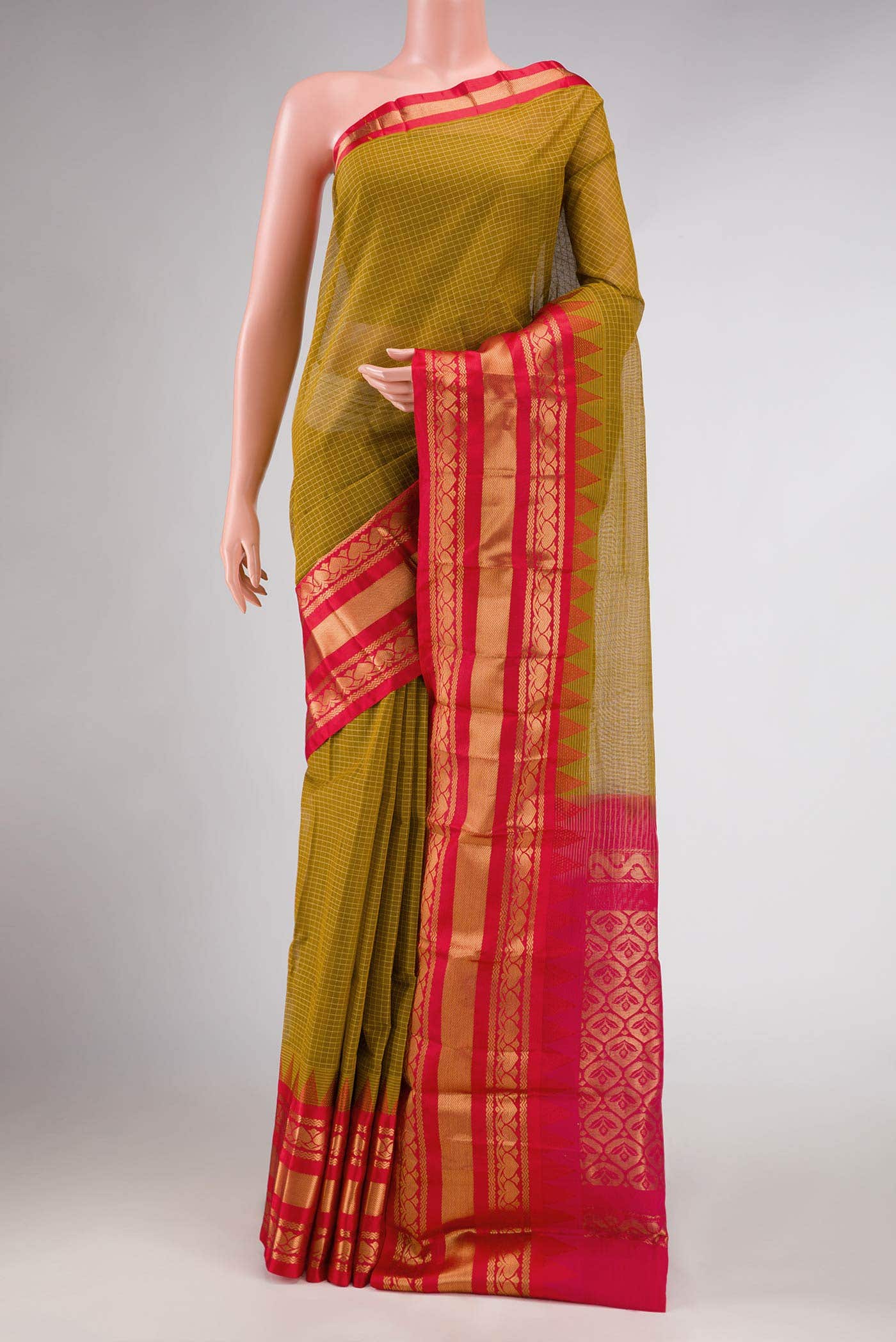 Mehandi Green Dual Tone Gadwal Silk Saree