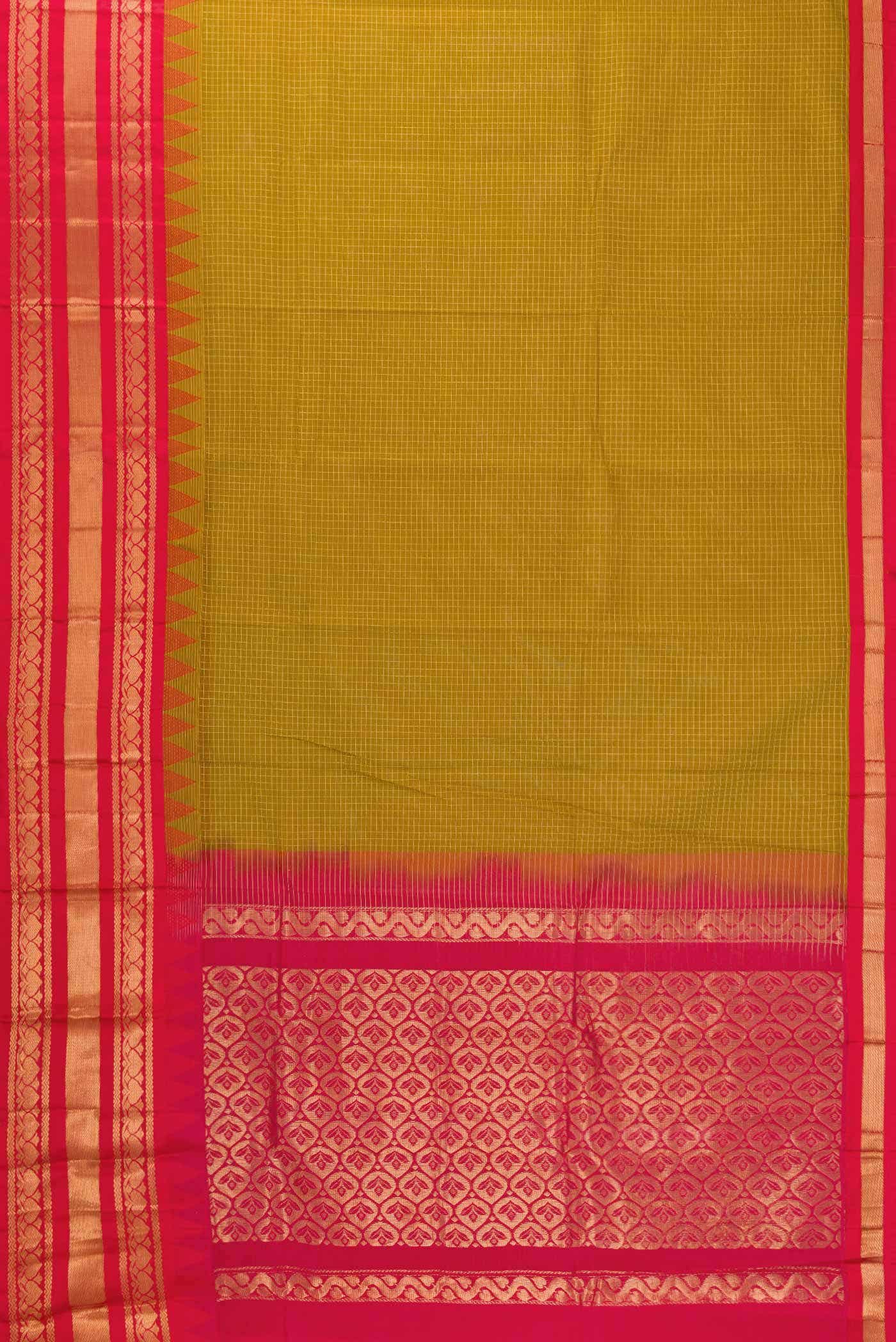 Mehandi Green Dual Tone Gadwal Silk Saree - Image 2