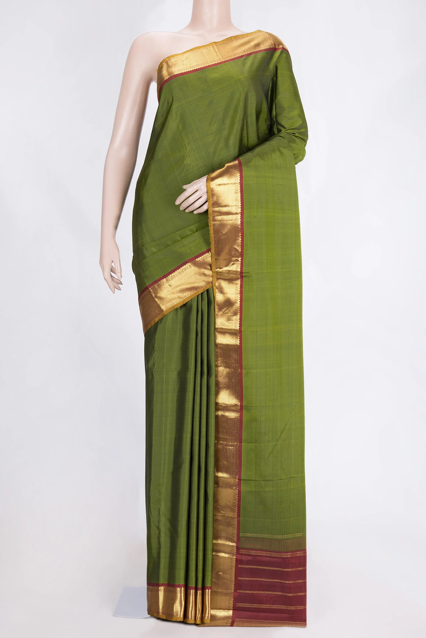 Mehandi Green Dual Tone Kanchipuram Saree