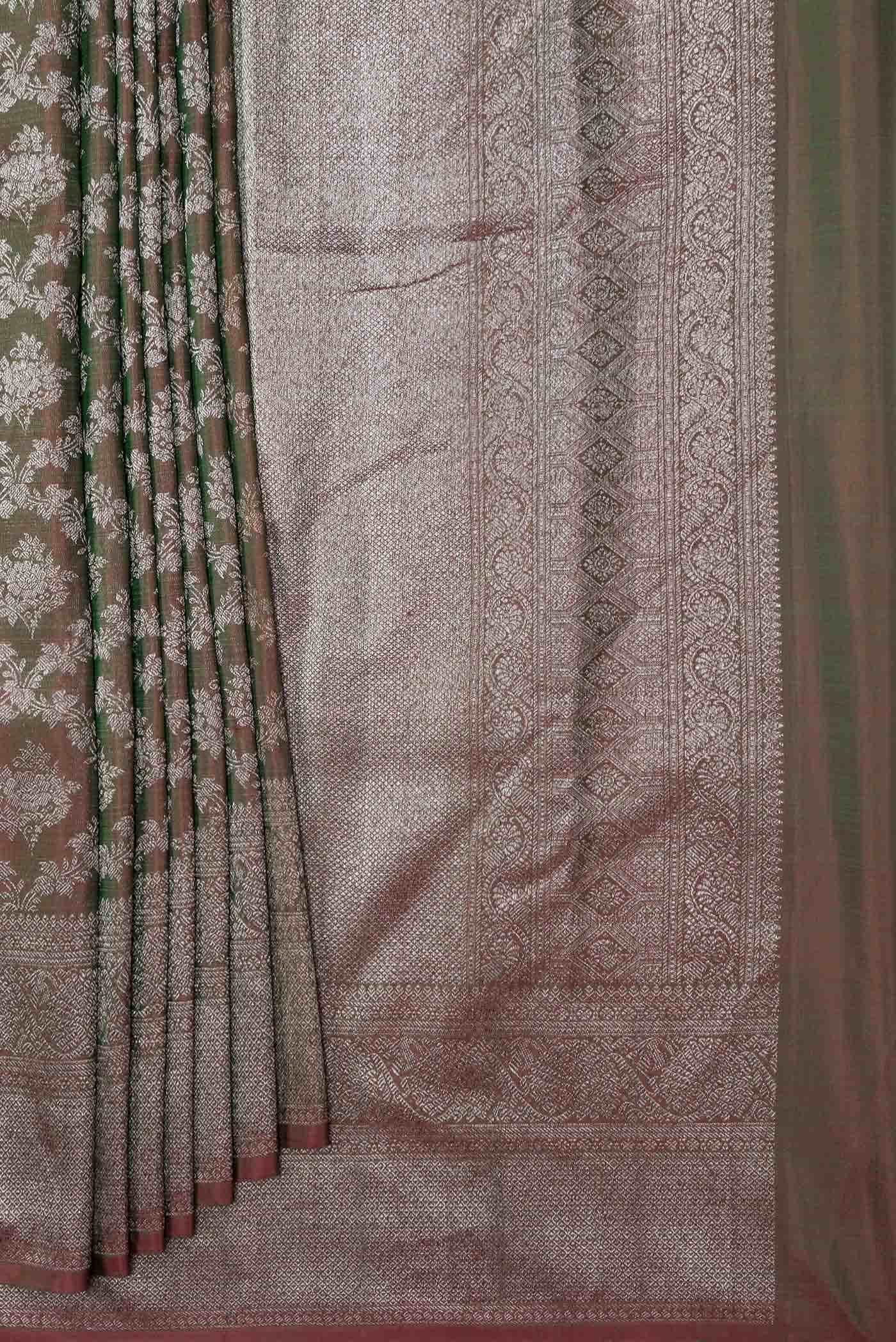 Mehandi Green Dual Tone Kanchipuram Silk Saree - Image 2