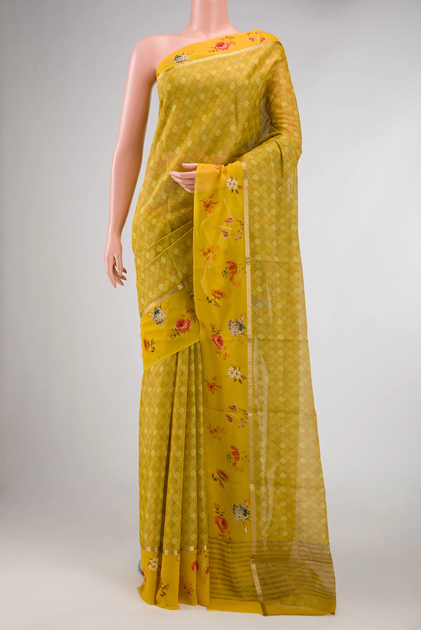 Mehandi Green Dual Tone Mysore Georgette Saree