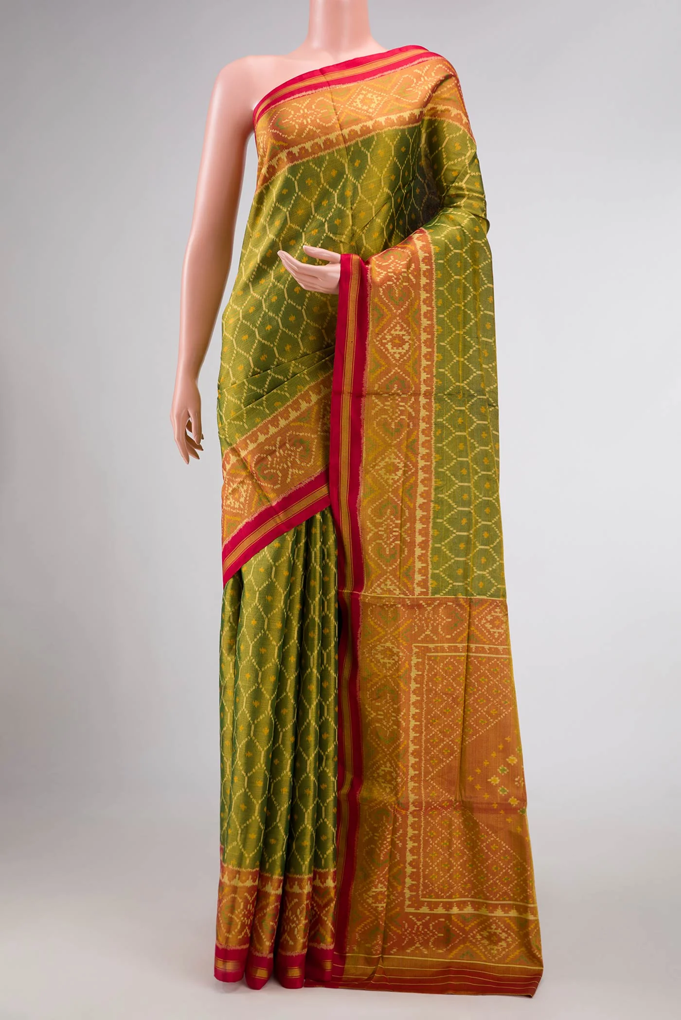 Mehandi Green Dual Tone Rajkot Patola Silk Saree