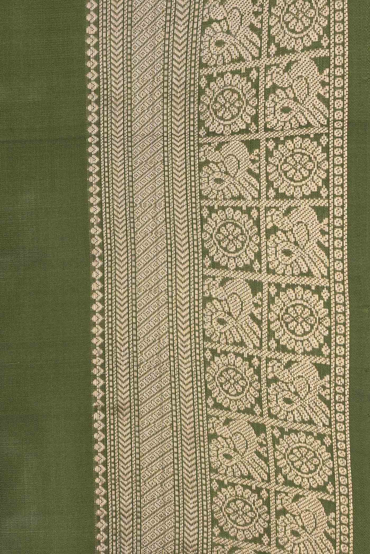 Olive Green Soft Silk Saree - Image 3