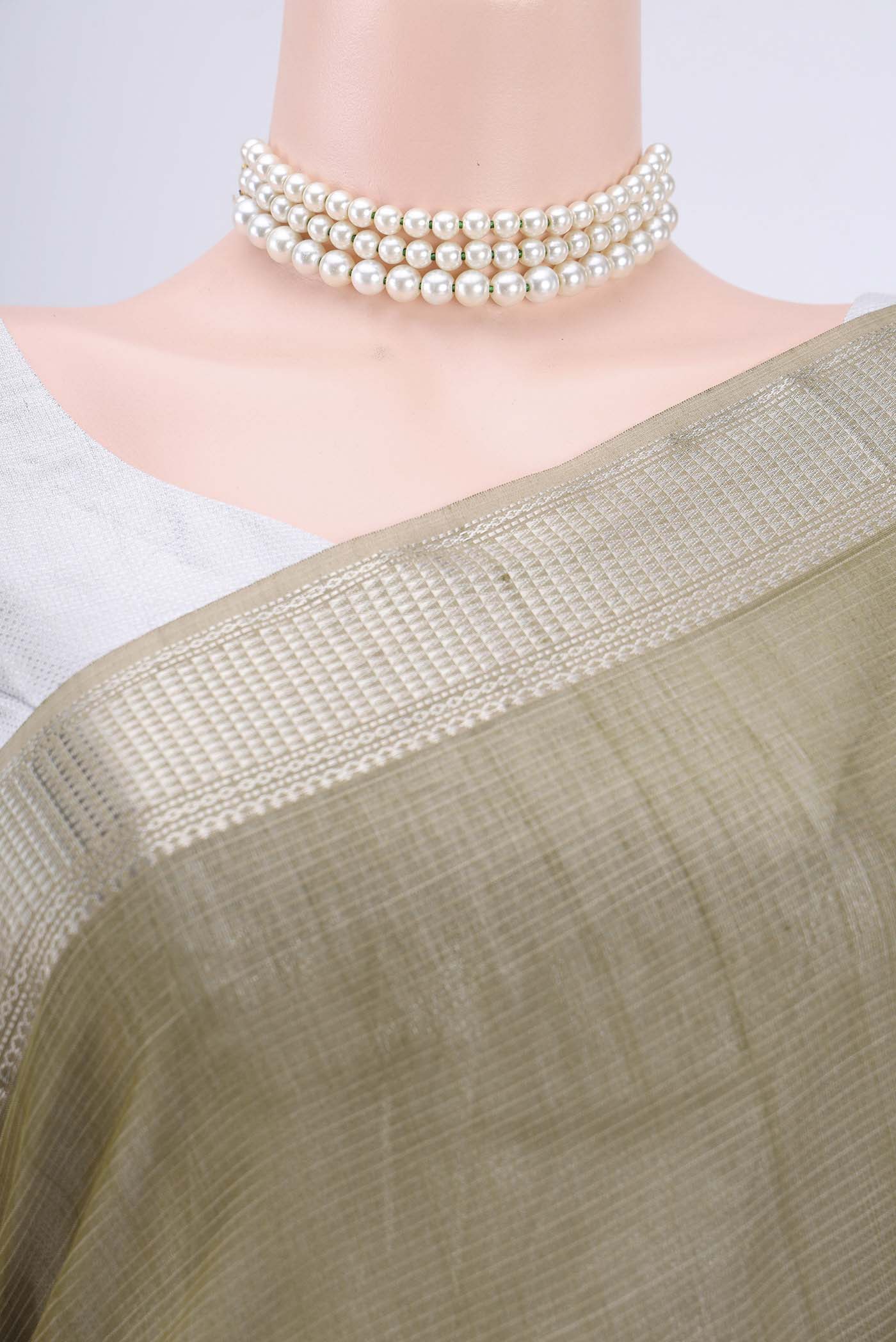 Mehandi Green Maheshwari Silk Cotton Saree - Image 2