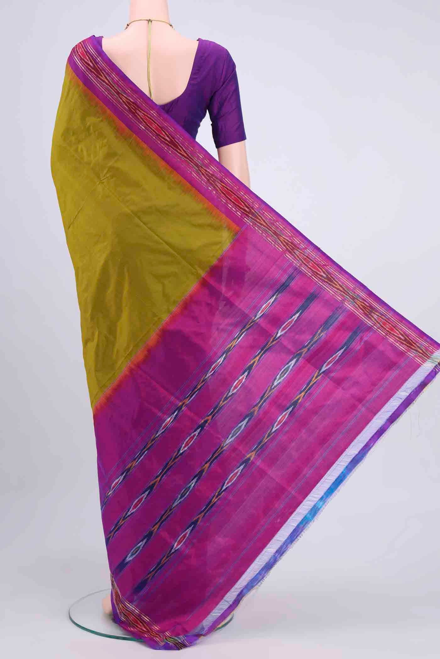 Mehandi Green Pochampally Saree - Image 3