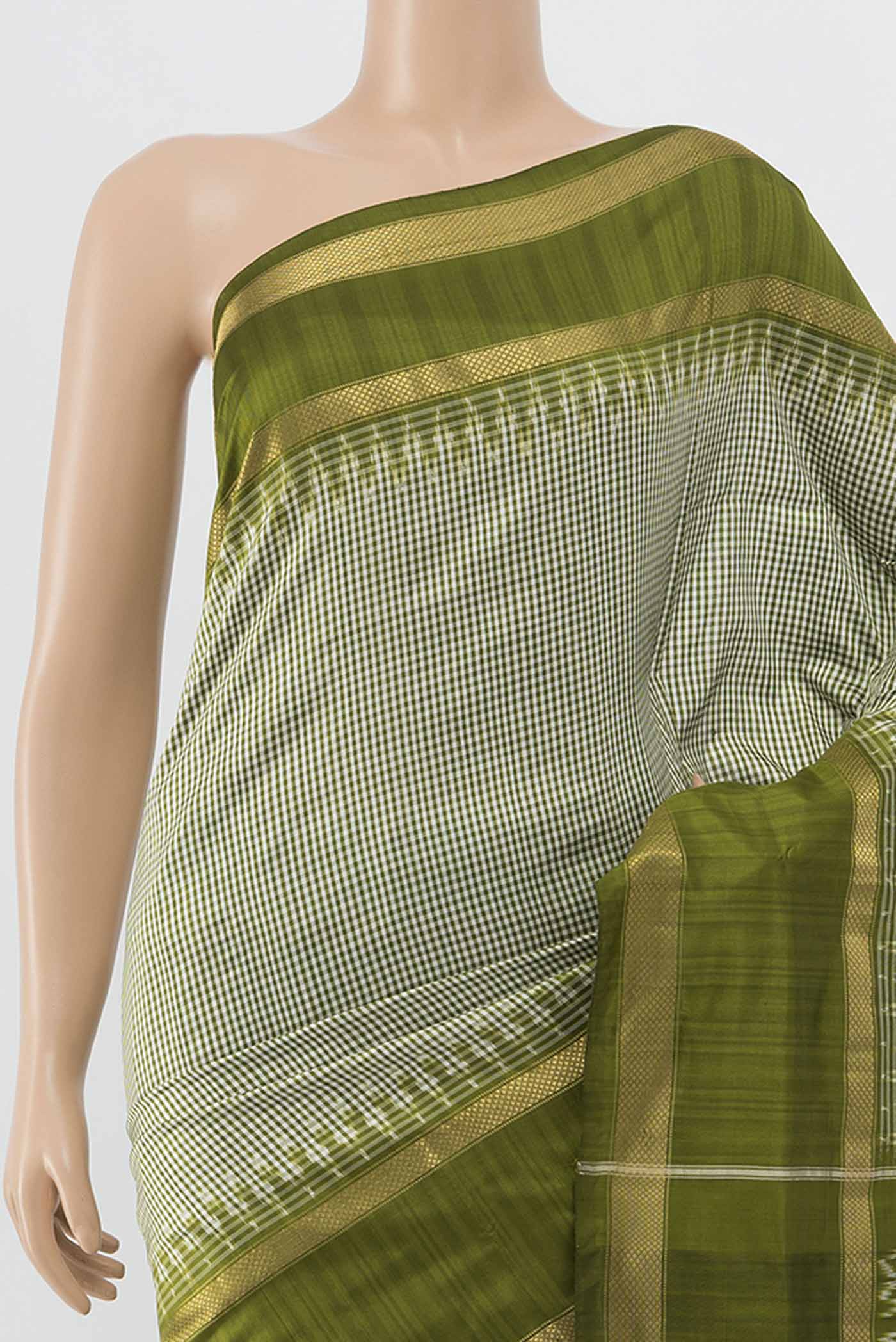 Mehandi Green Pochampally Silk Saree - Image 2