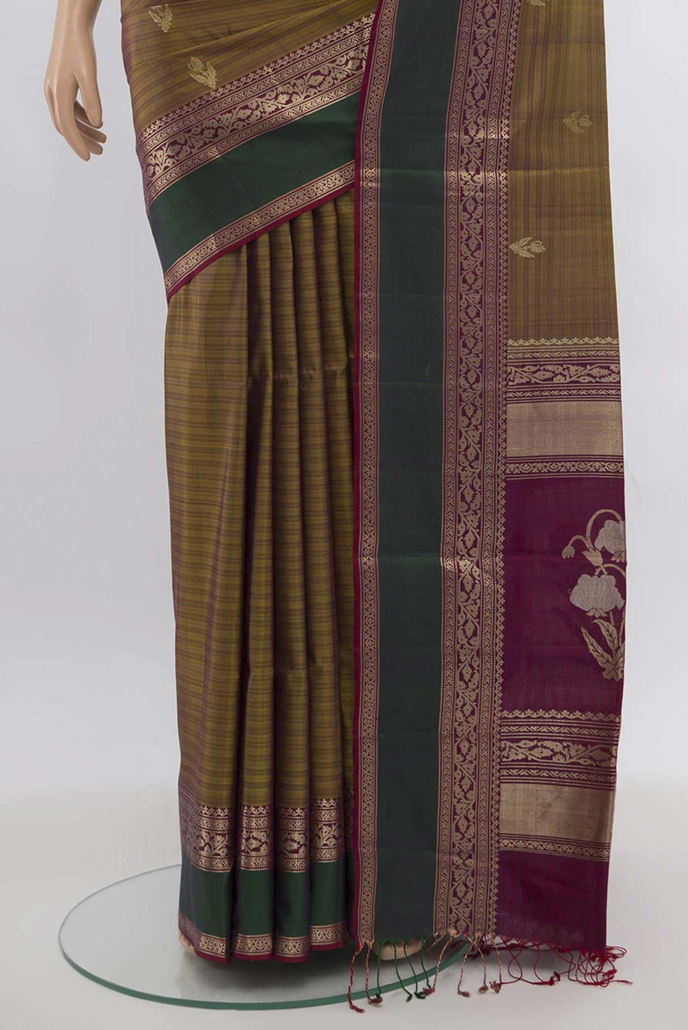 Mehandi Green Soft Silk Saree - Image 3