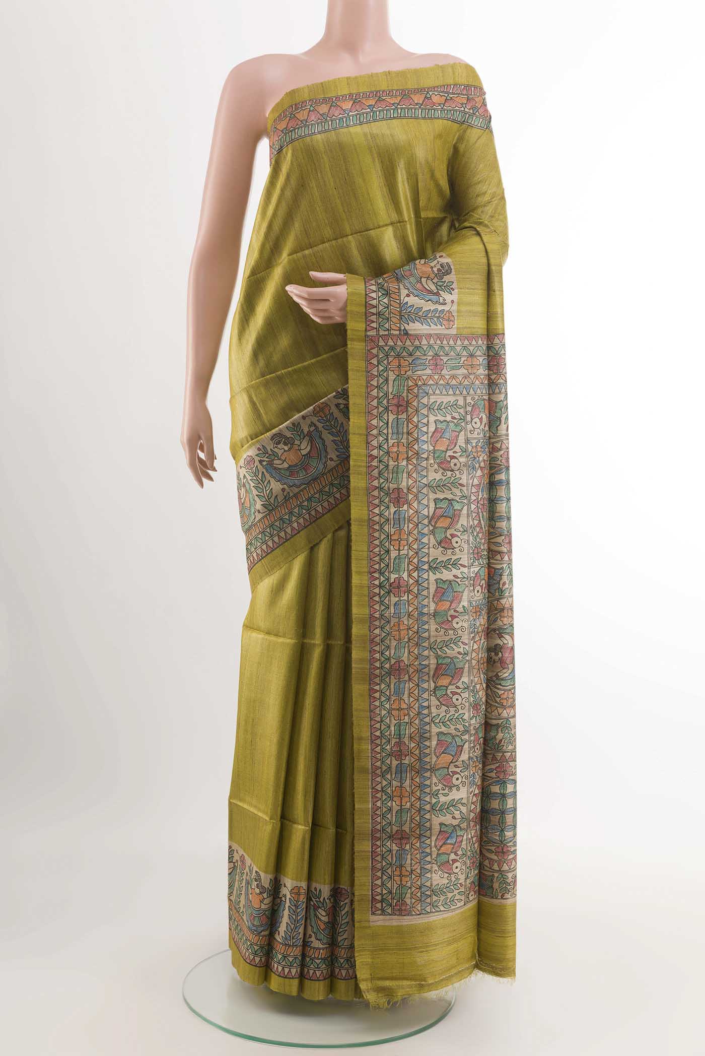Mehandi Green Tussar Saree
