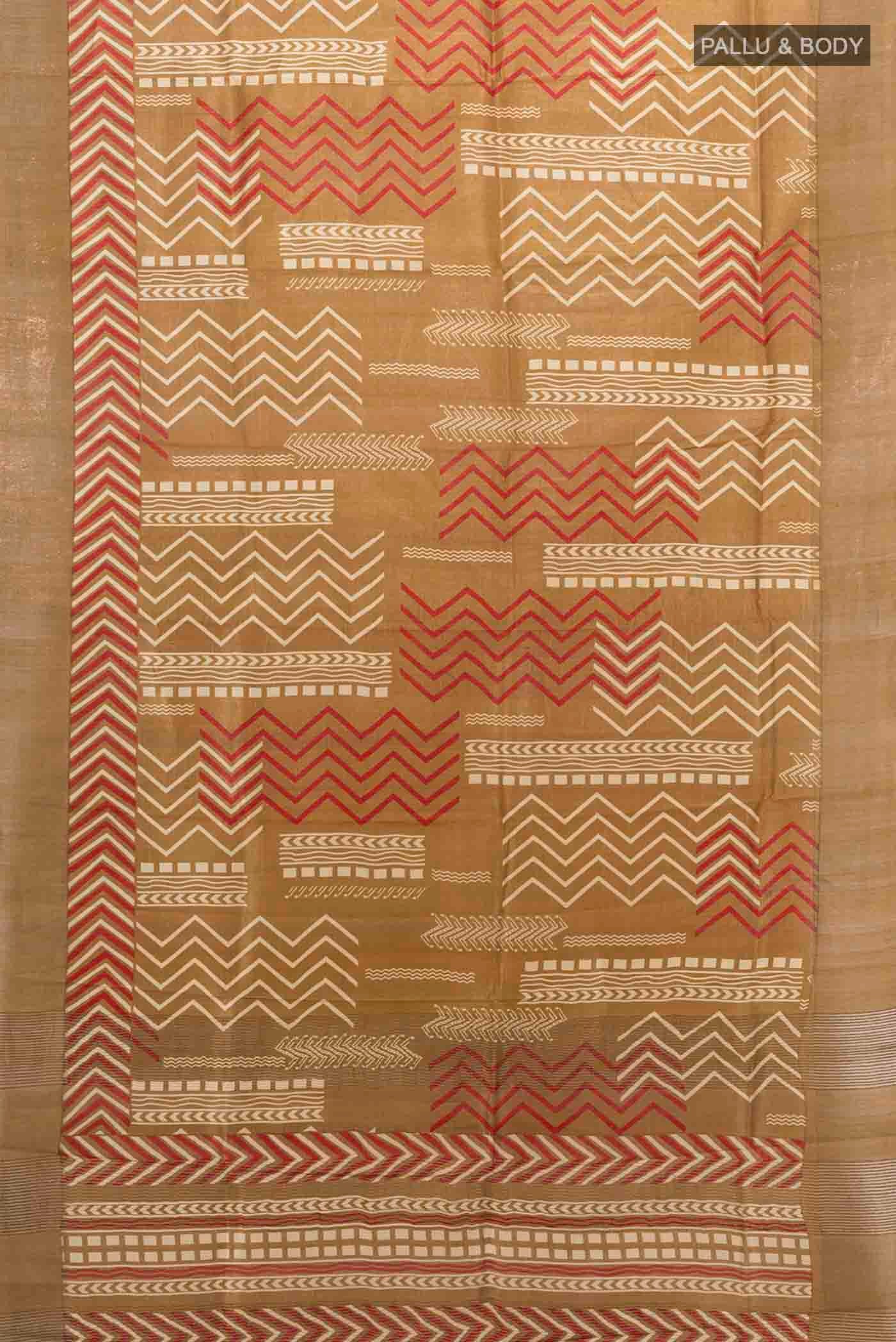 Mehandi Green Tussar Silk Saree - Image 5