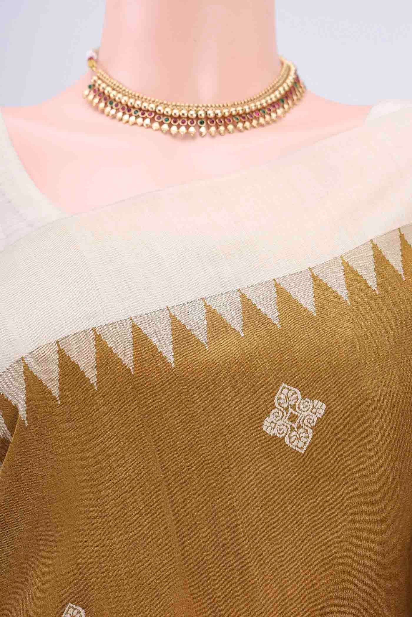 Mehandi Green Tussar Silk Saree - Image 2