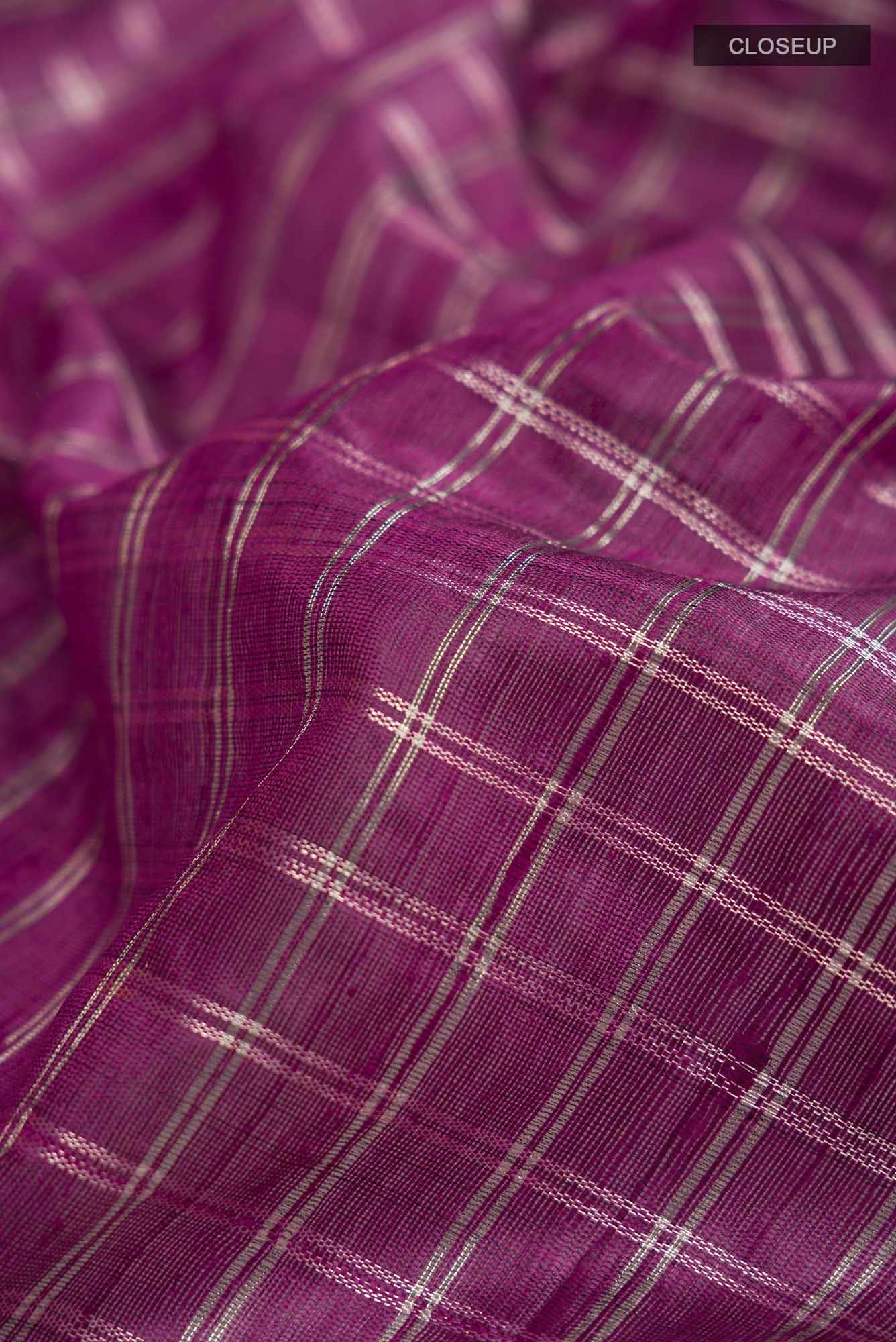 Metallic Magenta-Magenta Bhagalpuri Tussar Silk Saree - Image 3