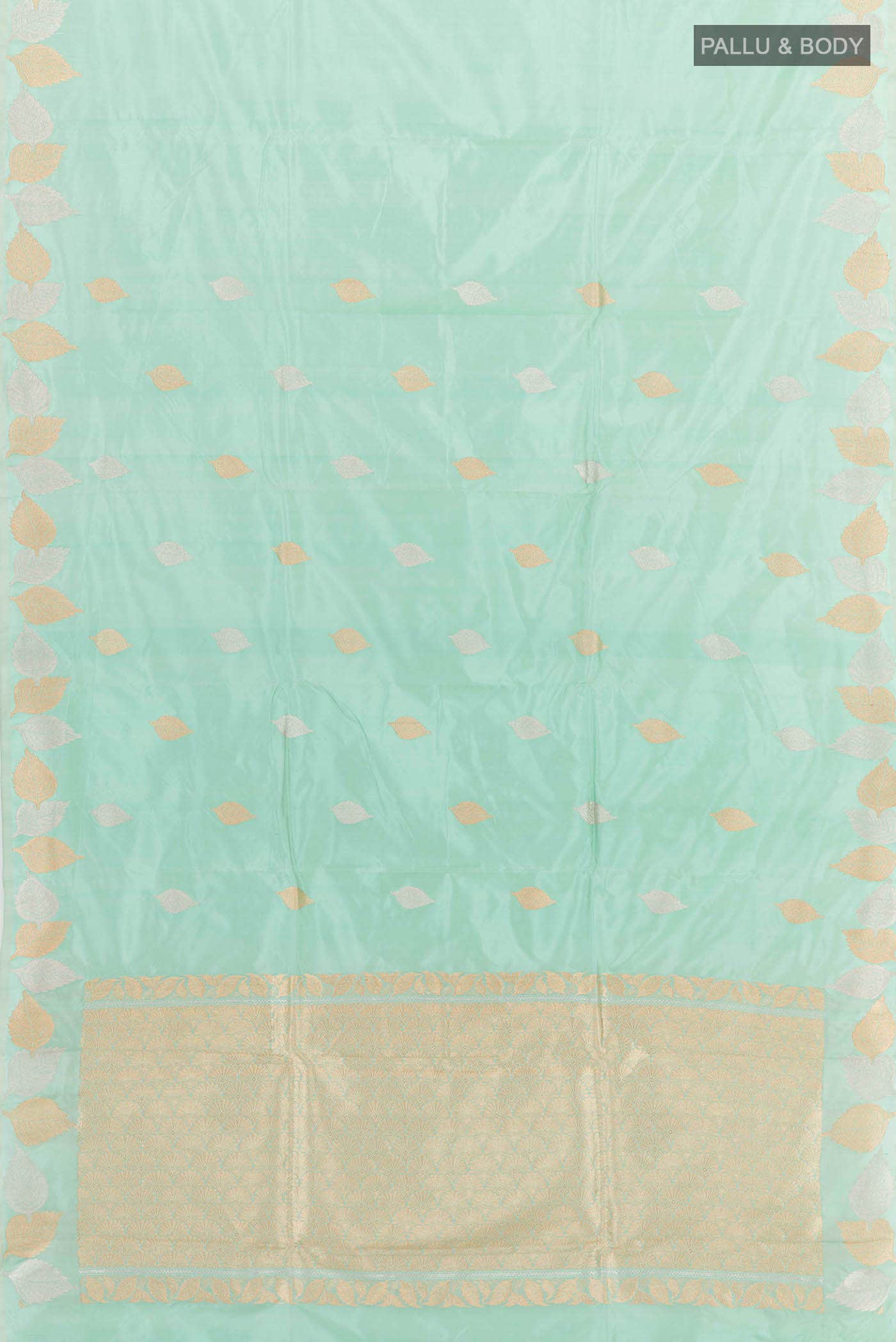 Mint Green Banarasi Katan Silk Saree - Image 3