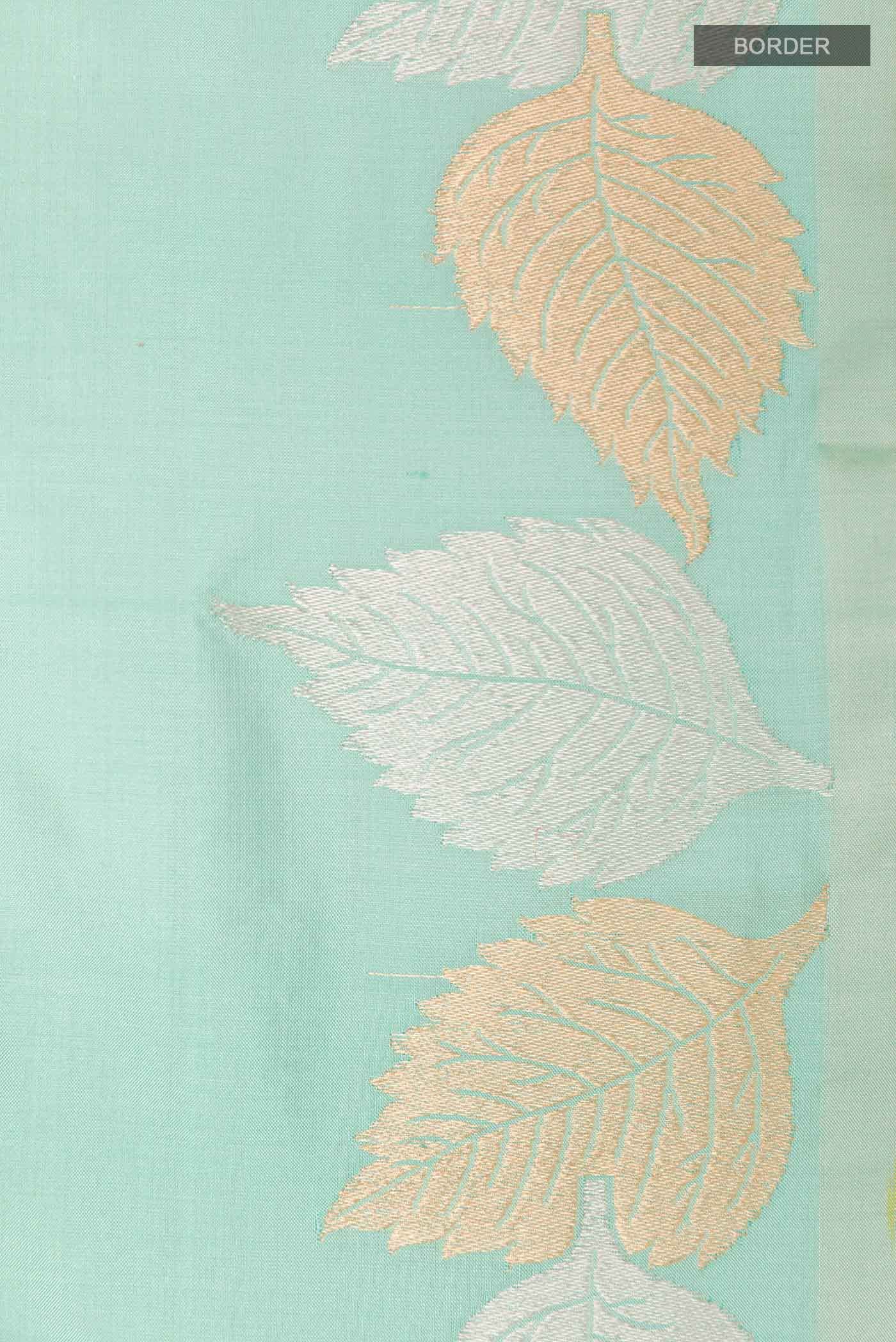 Mint Green Banarasi Katan Silk Saree - Image 4