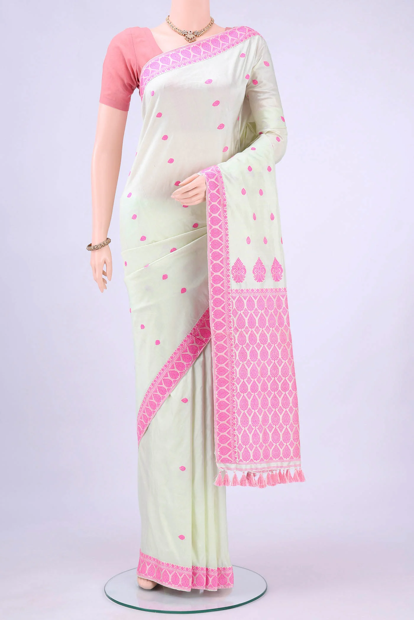 Mint Green Dual Tone Assam Silk Saree