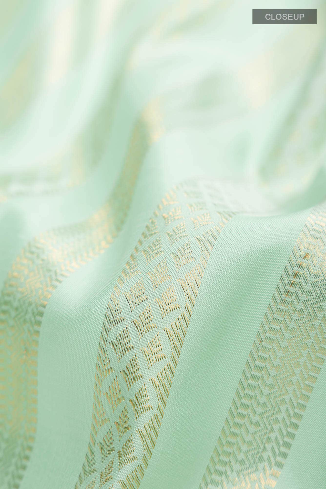 Mint Green Kanjivaram Silk Saree - Image 3