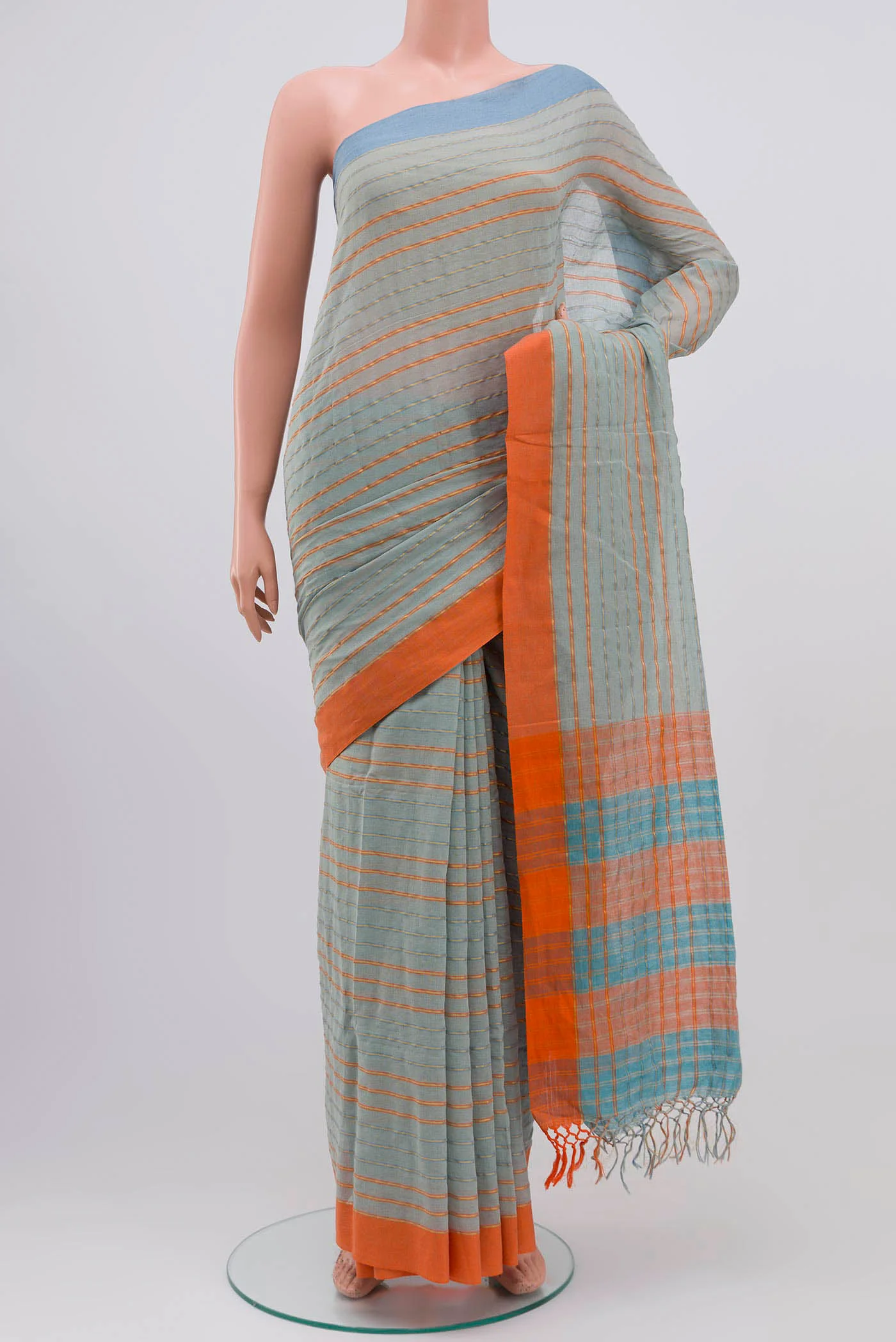 Mishri-Light Blue Cotton Saree