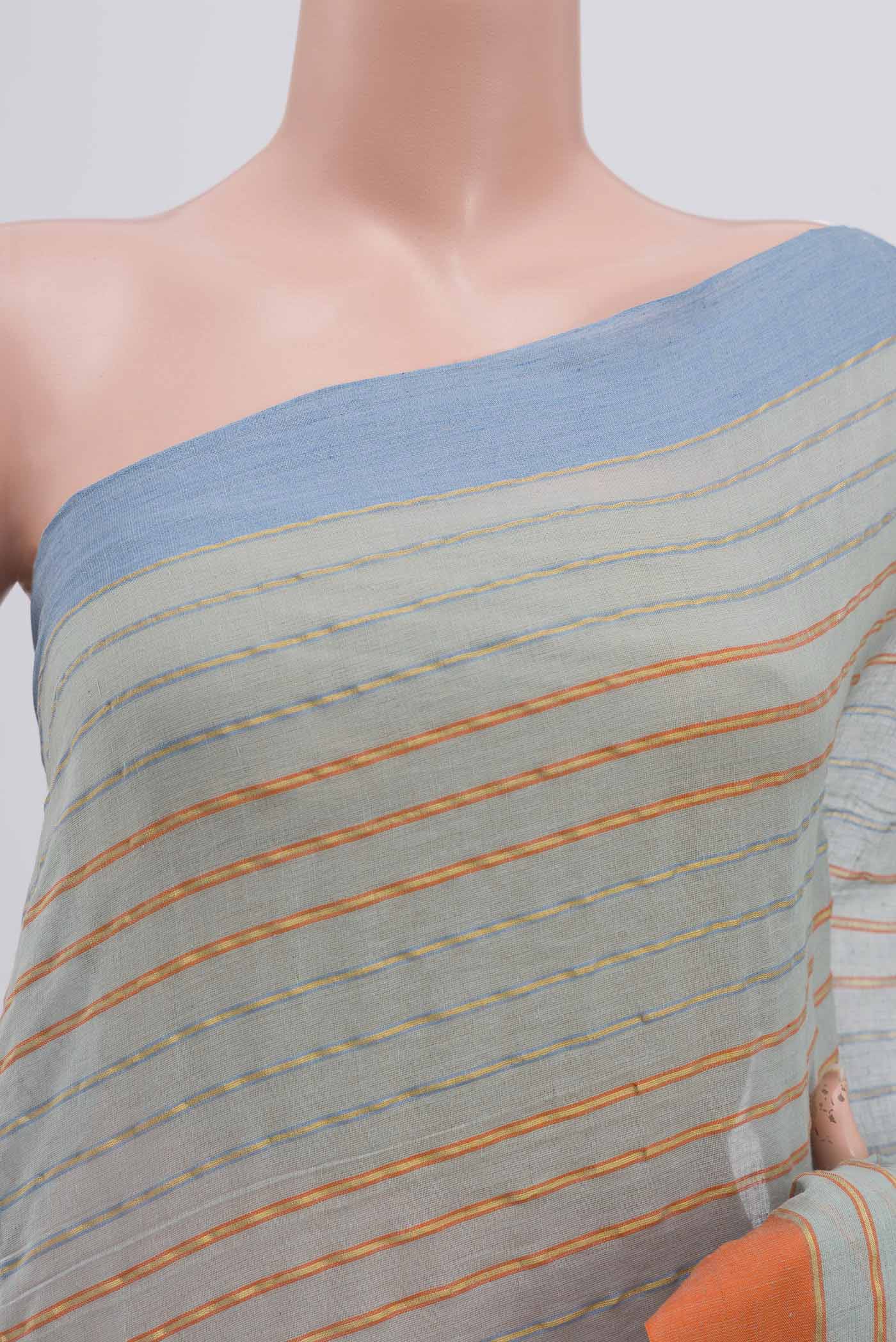 Mishri-Light Blue Cotton Saree - Image 2