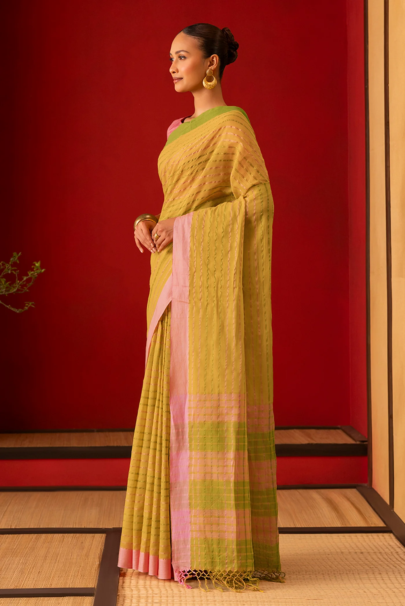 Mishri-Mustard Yellow Cotton Saree - Image 3