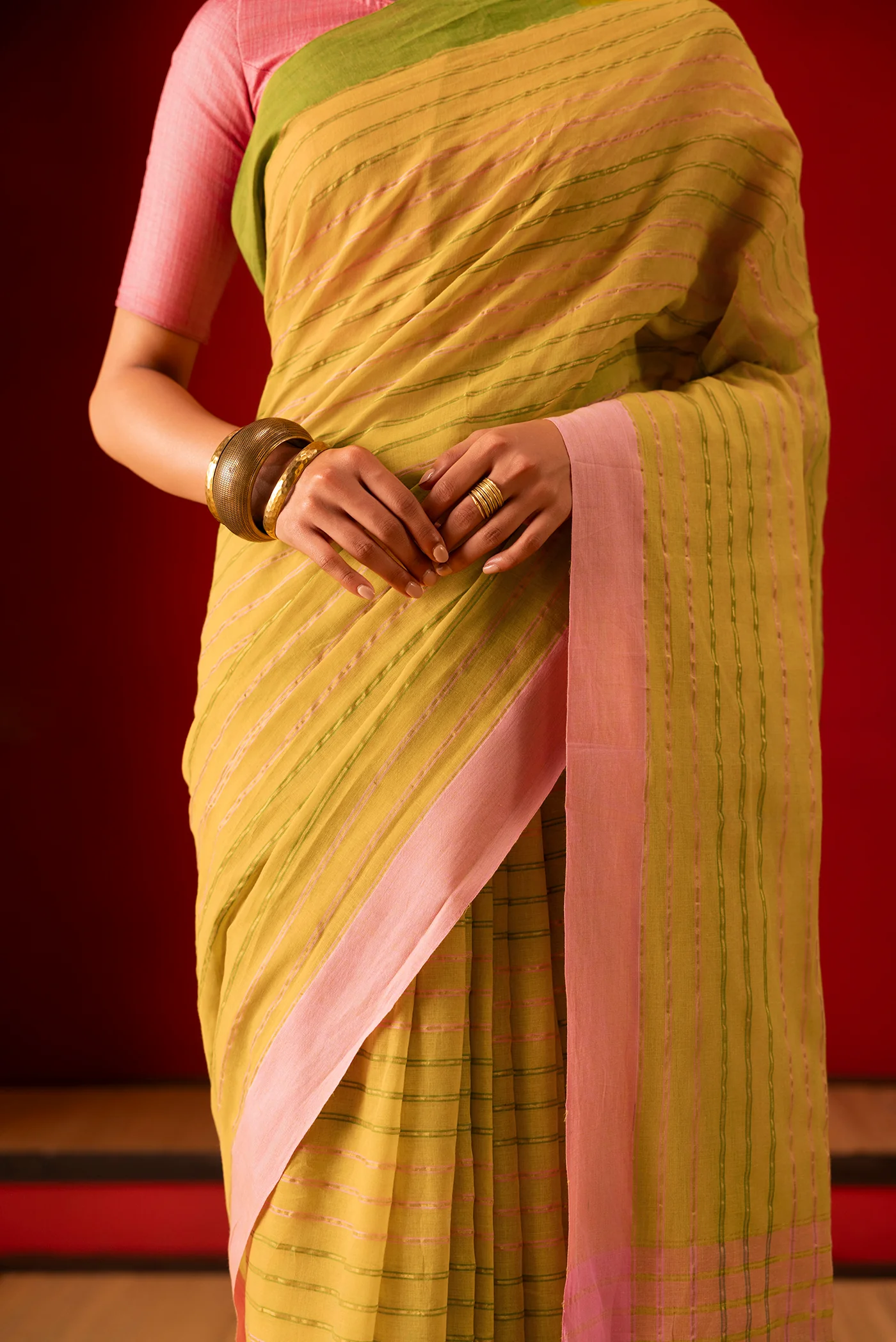 Mishri-Mustard Yellow Cotton Saree - Image 4