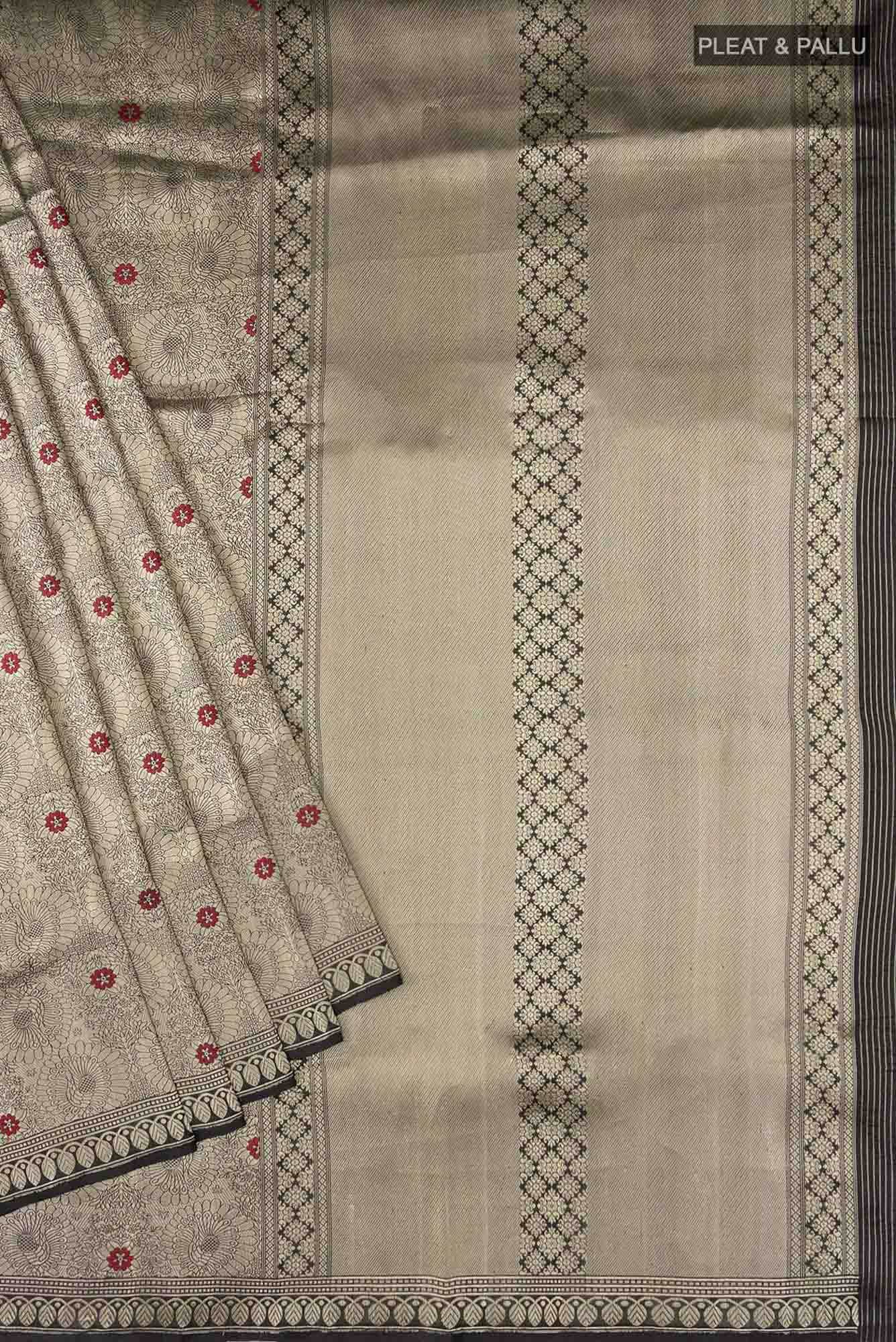 Mor-Black Banarasi Silk Saree - Image 9