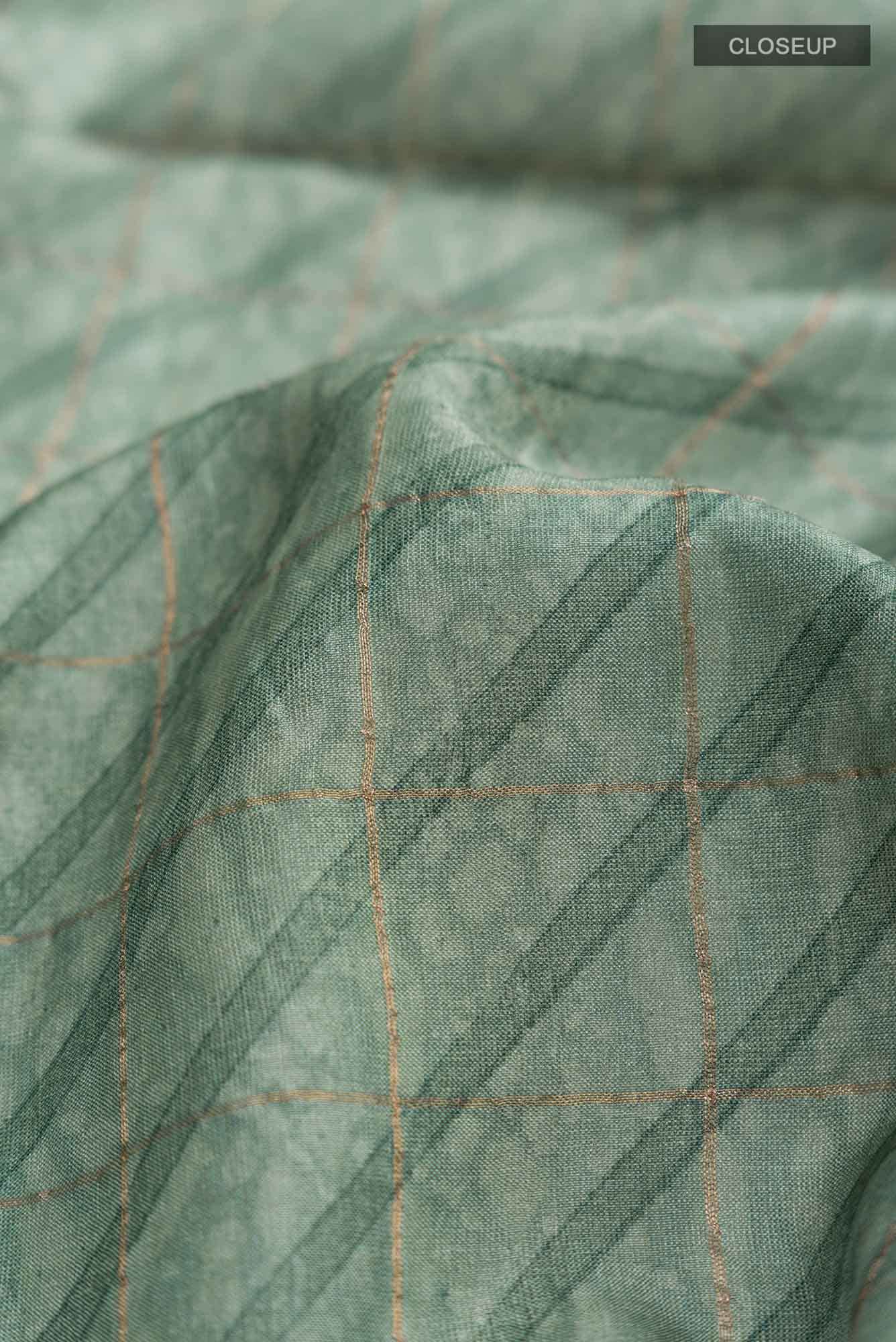 Sage Green Bhagalpuri Tussar Silk Saree - Image 2