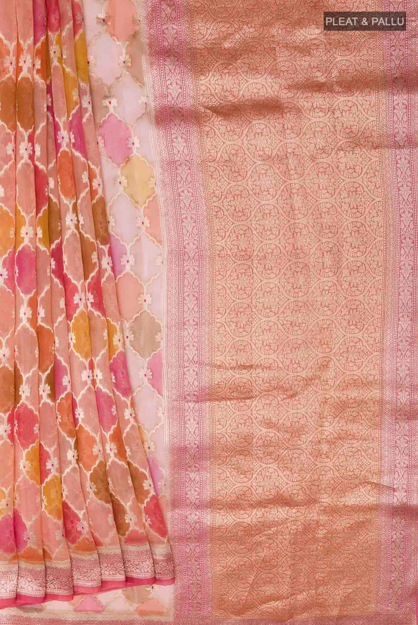 Multi Color Banarasi Kora Silk Saree - Image 4