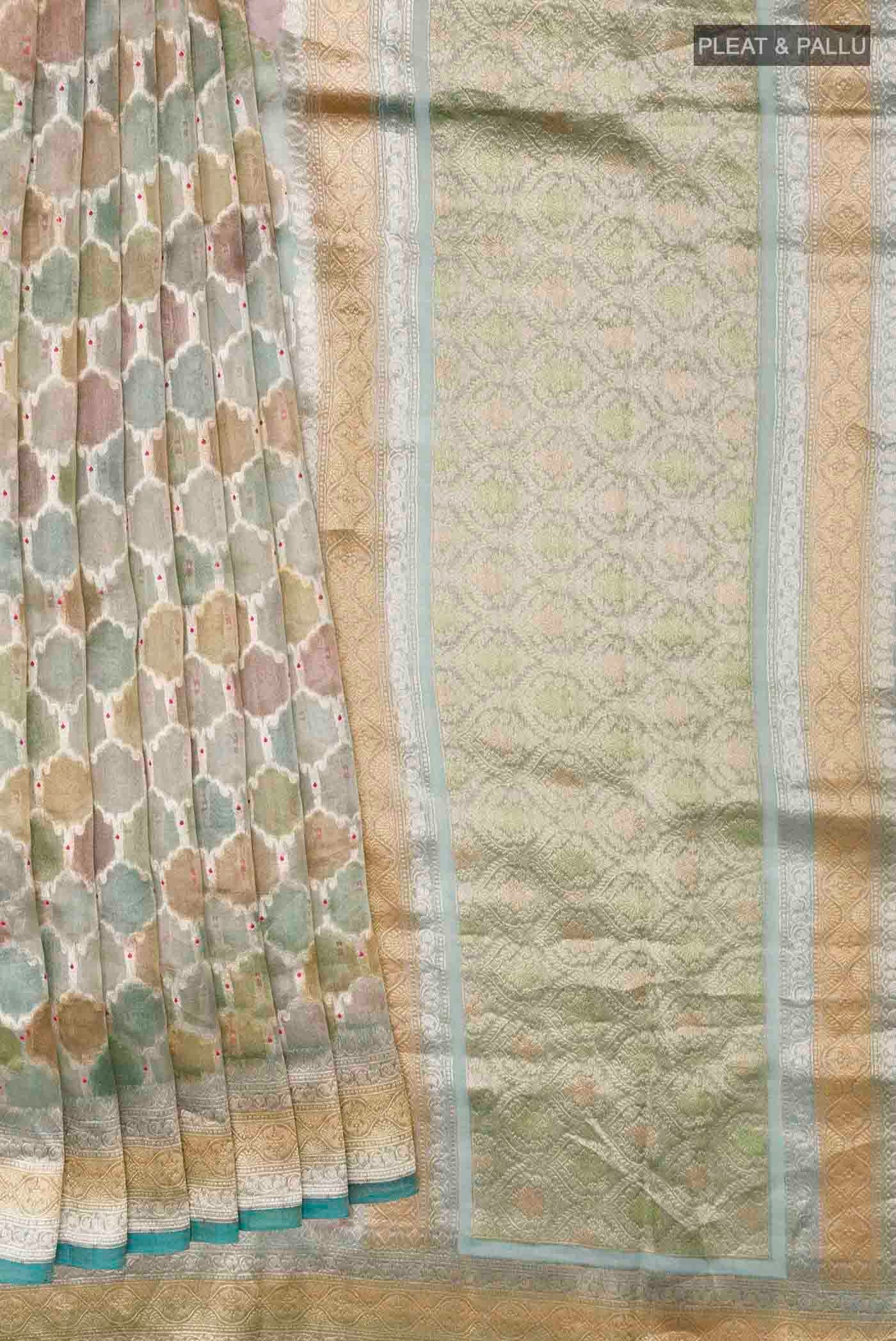 Multi Color Banarasi Kora Silk Saree - Image 4
