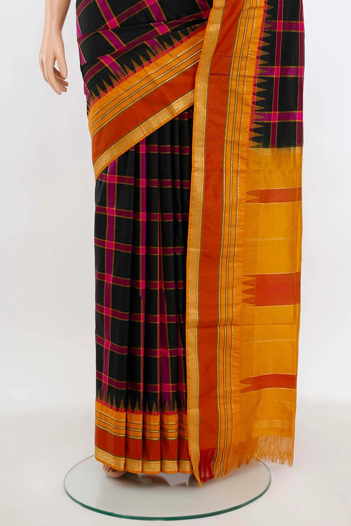 Black Bangalore Silk - kadyal Saree - Image 3