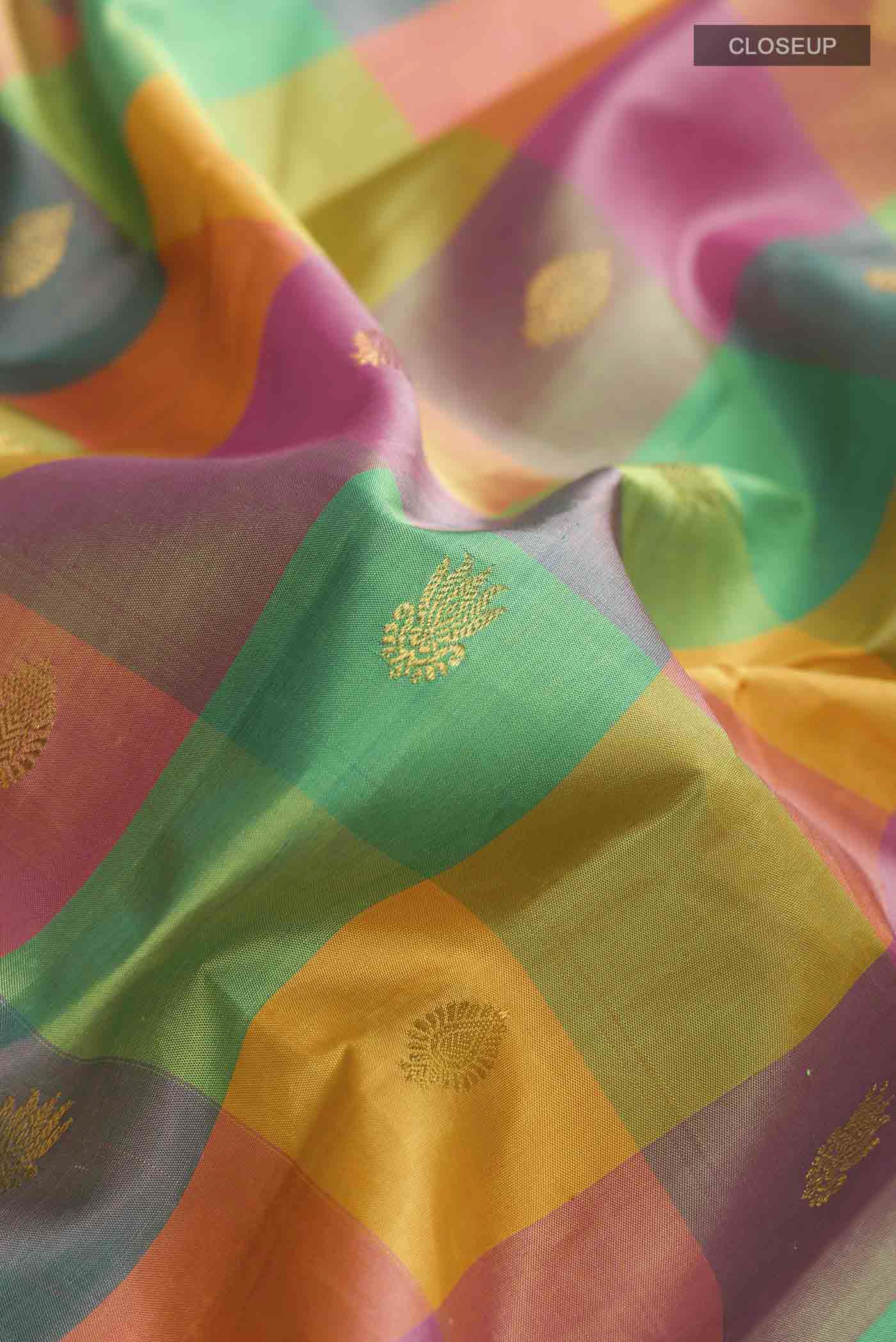 Multi Color Kanchipuram Silk Saree - Image 2