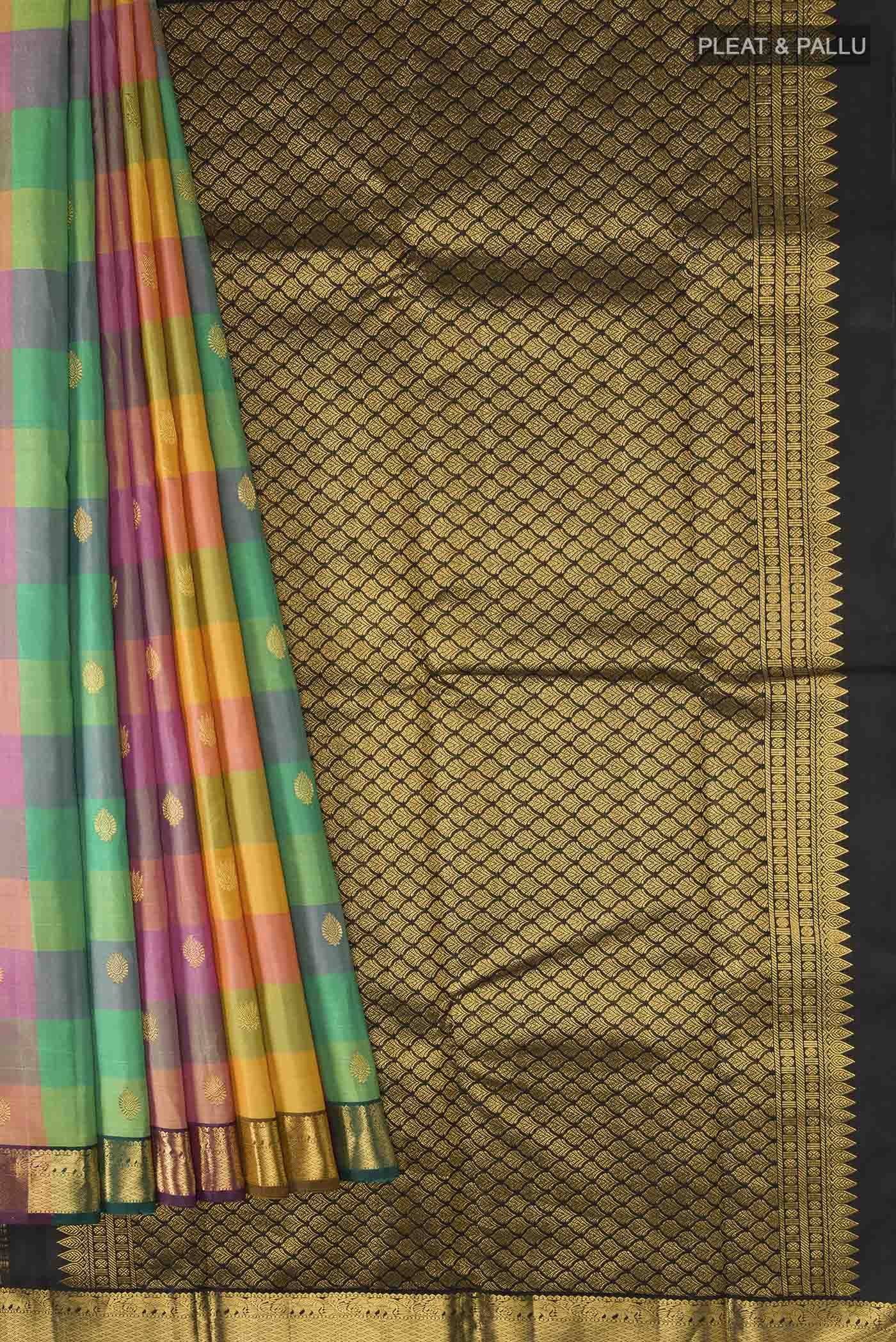 Multi Color Kanchipuram Silk Saree - Image 4