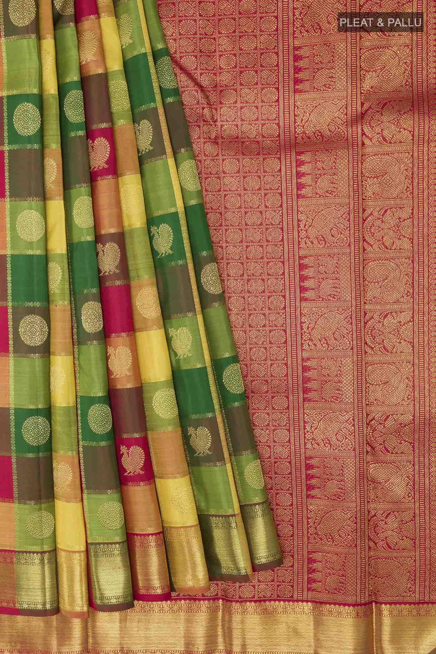 Multi Color Kanjivaram Silk Saree - Image 4
