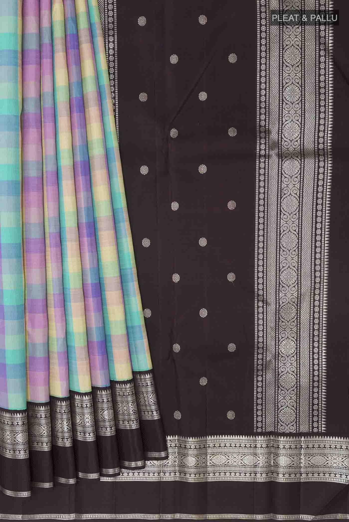 Multi Color Kanchipuram Silk Saree - Image 4