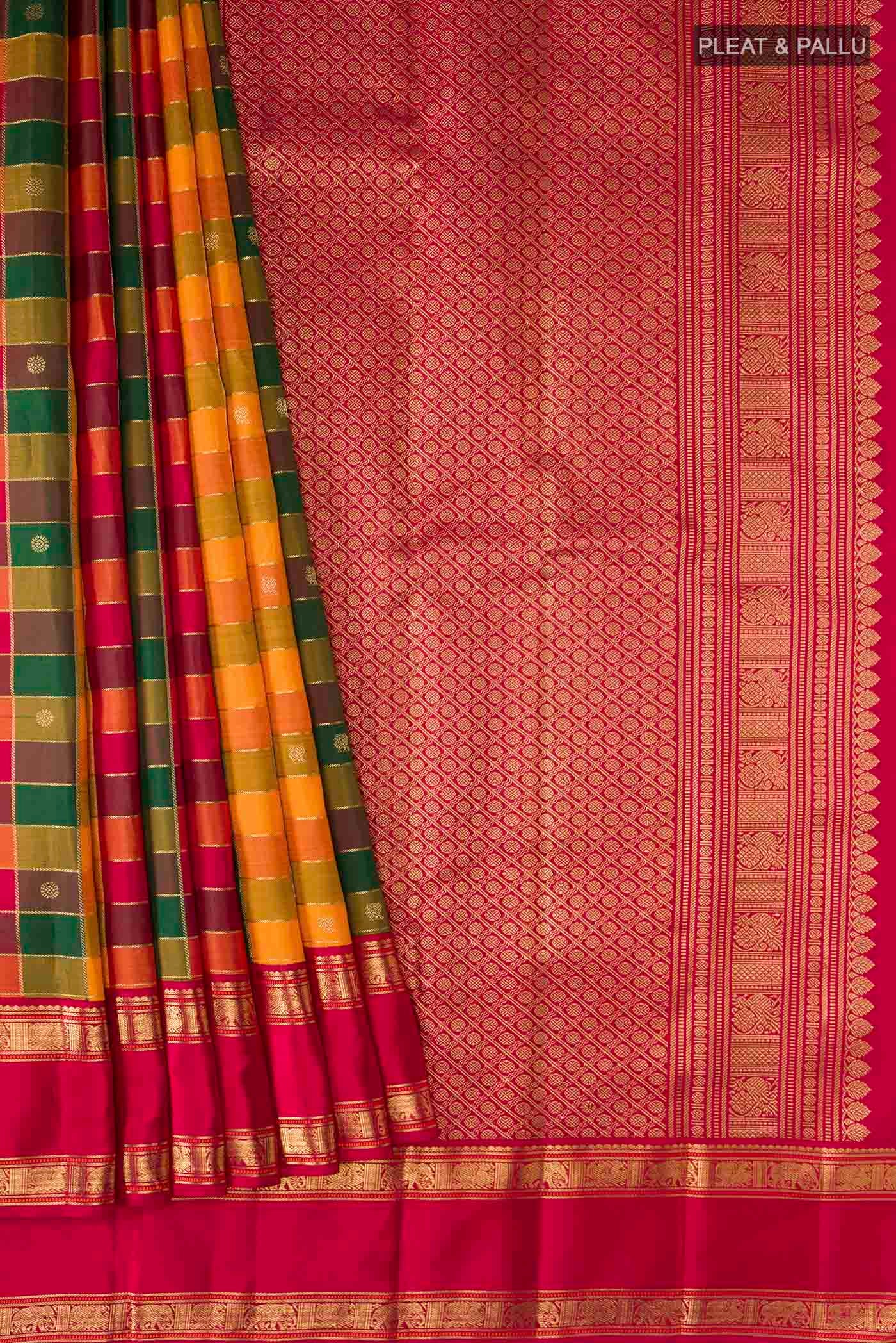 Multi Color Kanjivaram Silk Saree - Image 4