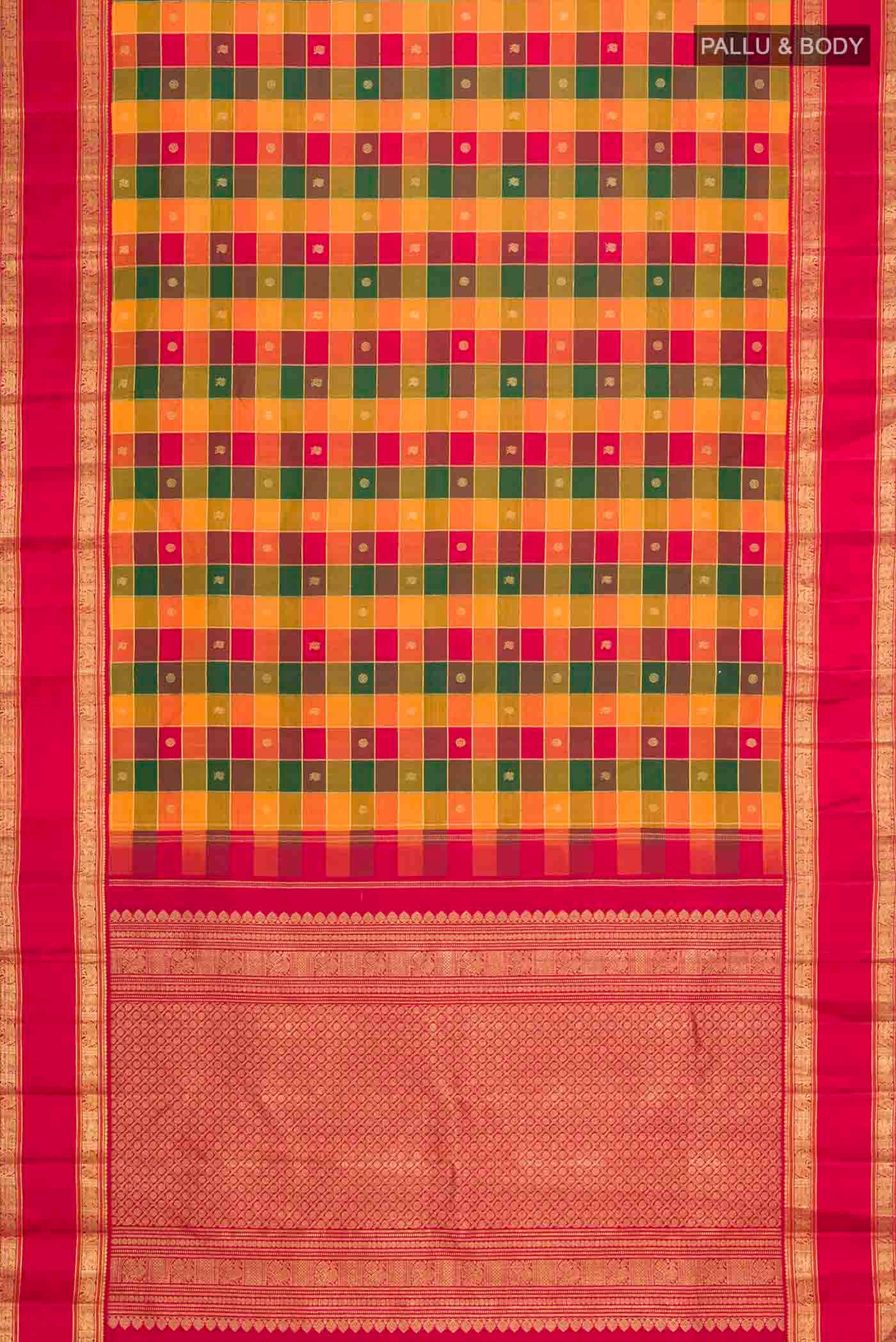 Multi Color Kanjivaram Silk Saree - Image 6