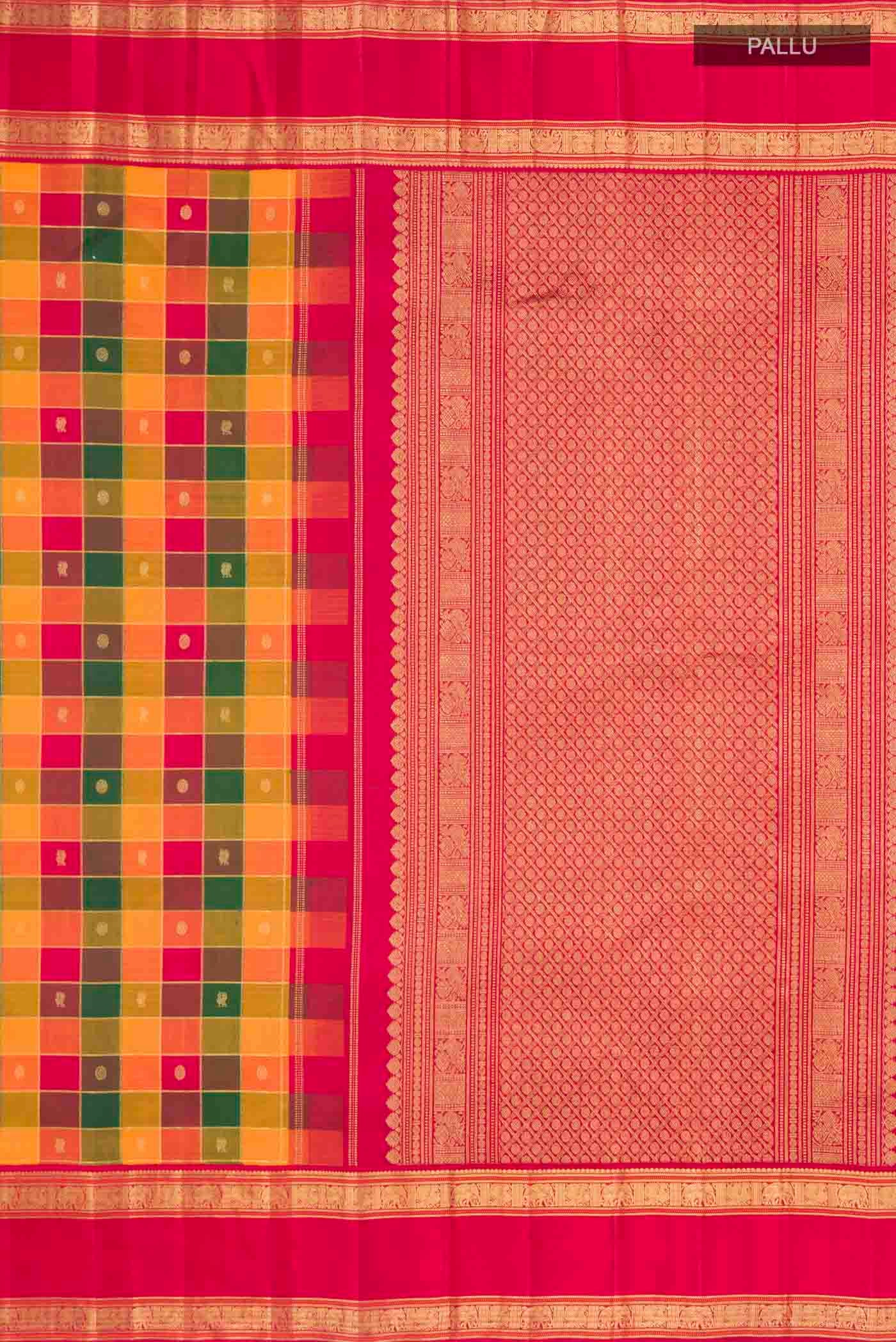 Multi Color Kanjivaram Silk Saree - Image 7