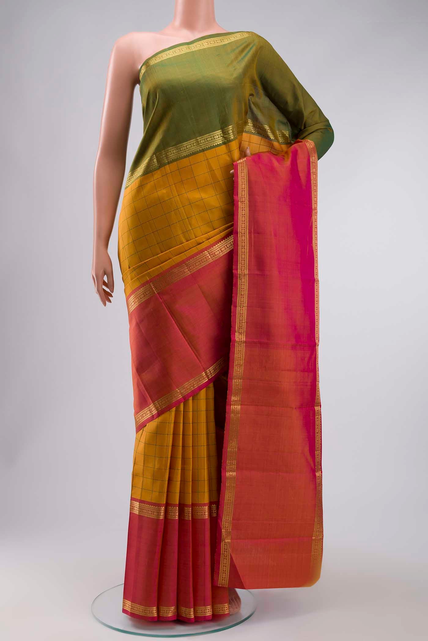 Mustard Kanjivaram Silk Saree