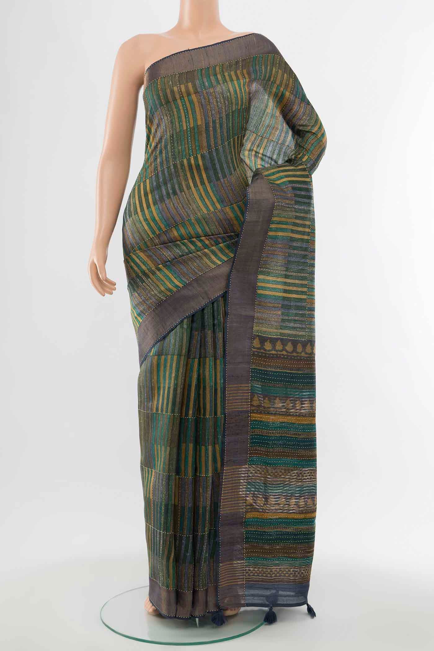 Multi Color Tussar Silk Saree