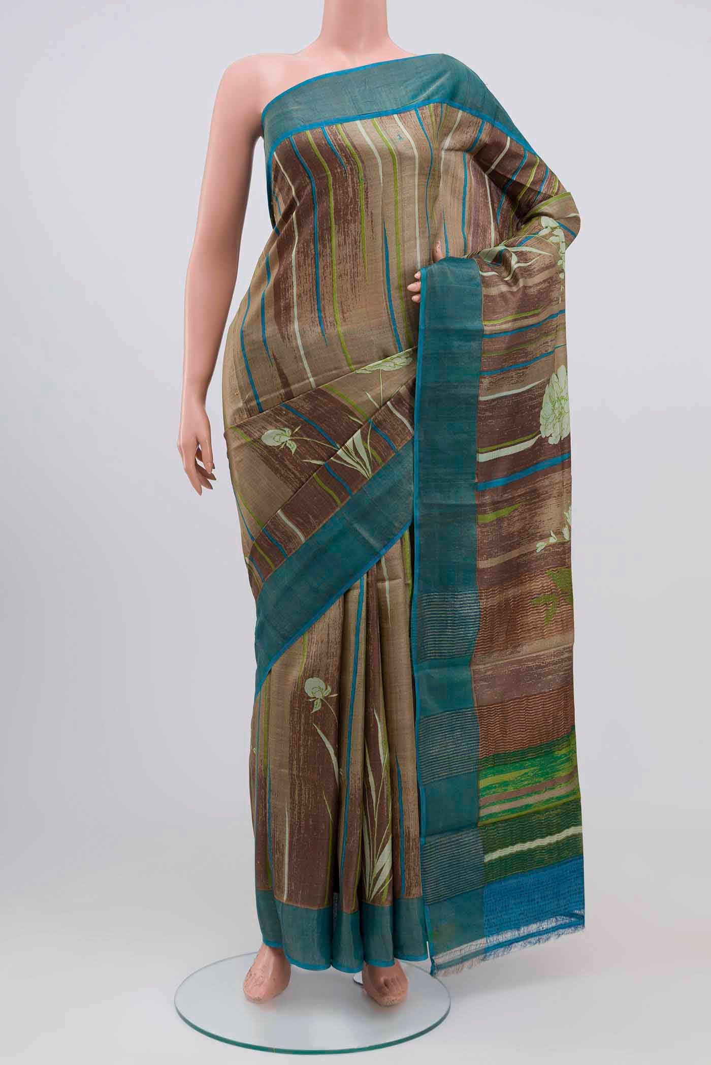Brown Tussar Silk Saree