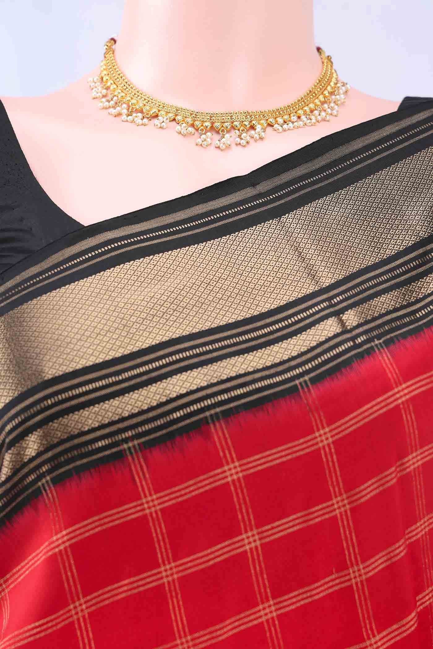 multi Dual Tone Pochampally Silk Saree - Image 3