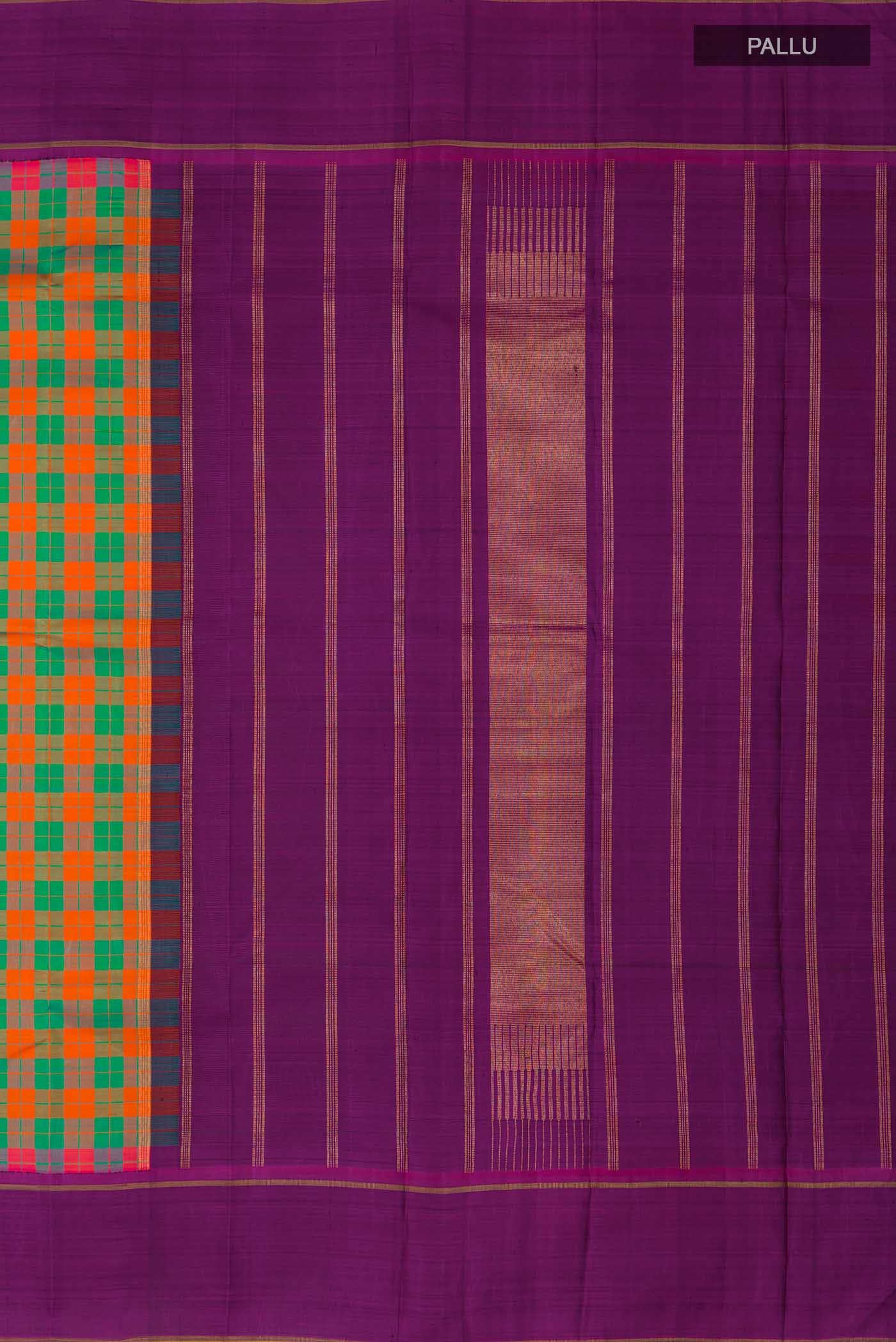 Pure Silk Pure Zari Multi Kanchipuram Saree - Image 5